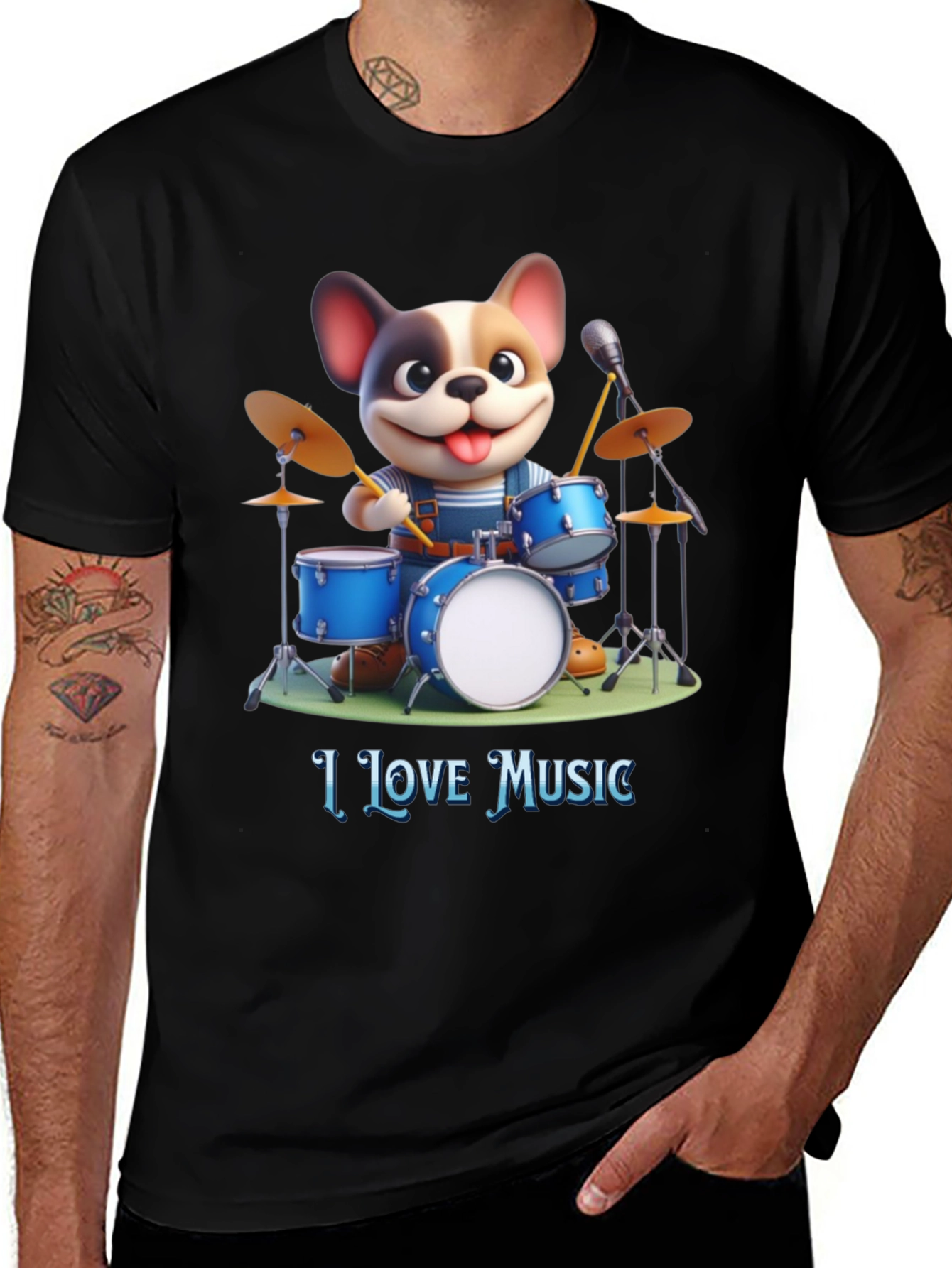 Variant 30 of Dog Drummer T-Shirt - Music Lover Tee