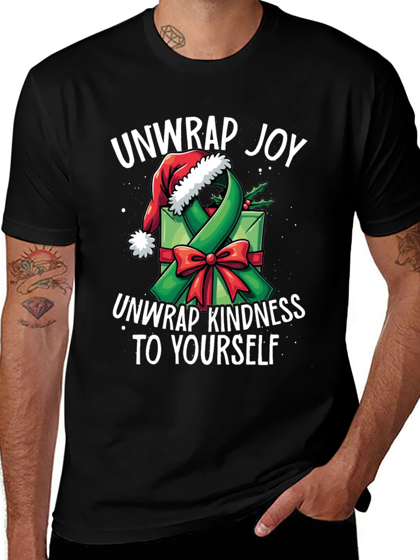 Variant 9 of Unwrap Joy Kindness T-Shirt Festive Gift