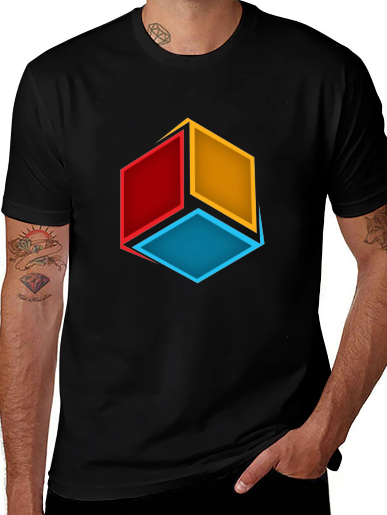 Variant 23 of Modern Geometric Cube Graphic Tee - Bold Style