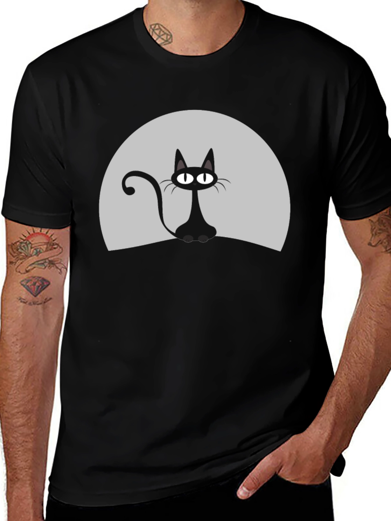 Variant 29 of Black Cat Moon Graphic Tee