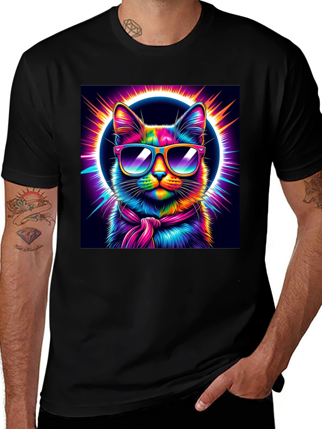 Variant 7 of Neon Cat T-Shirt - Cool Graphic Tee