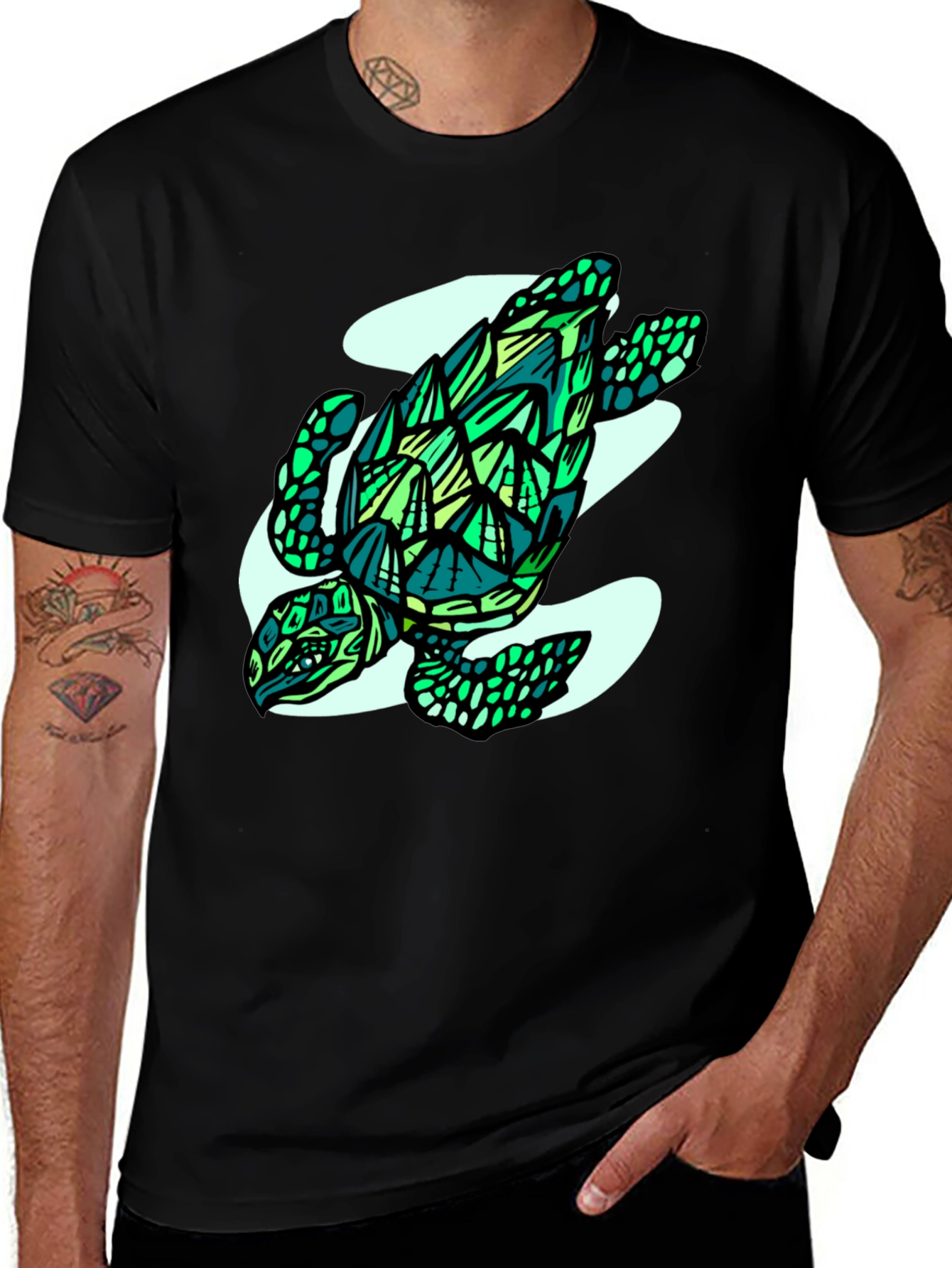 Variant 10 of Geometric Turtle Graphic Tee - Unique Design