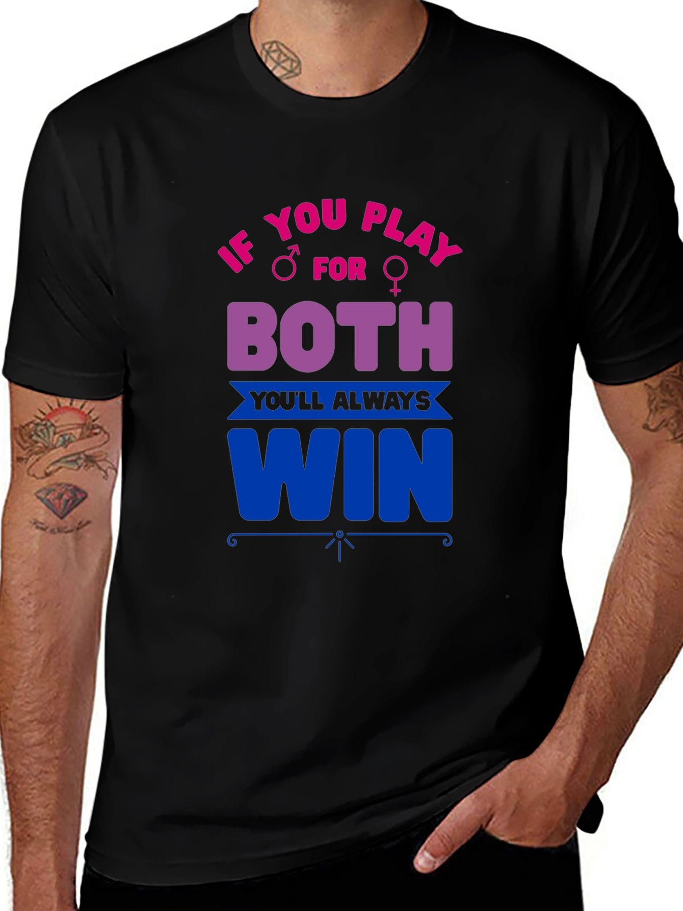 Variant 28 of Bisexual Pride T-Shirt - If You Play for Both, You'll Always Win
