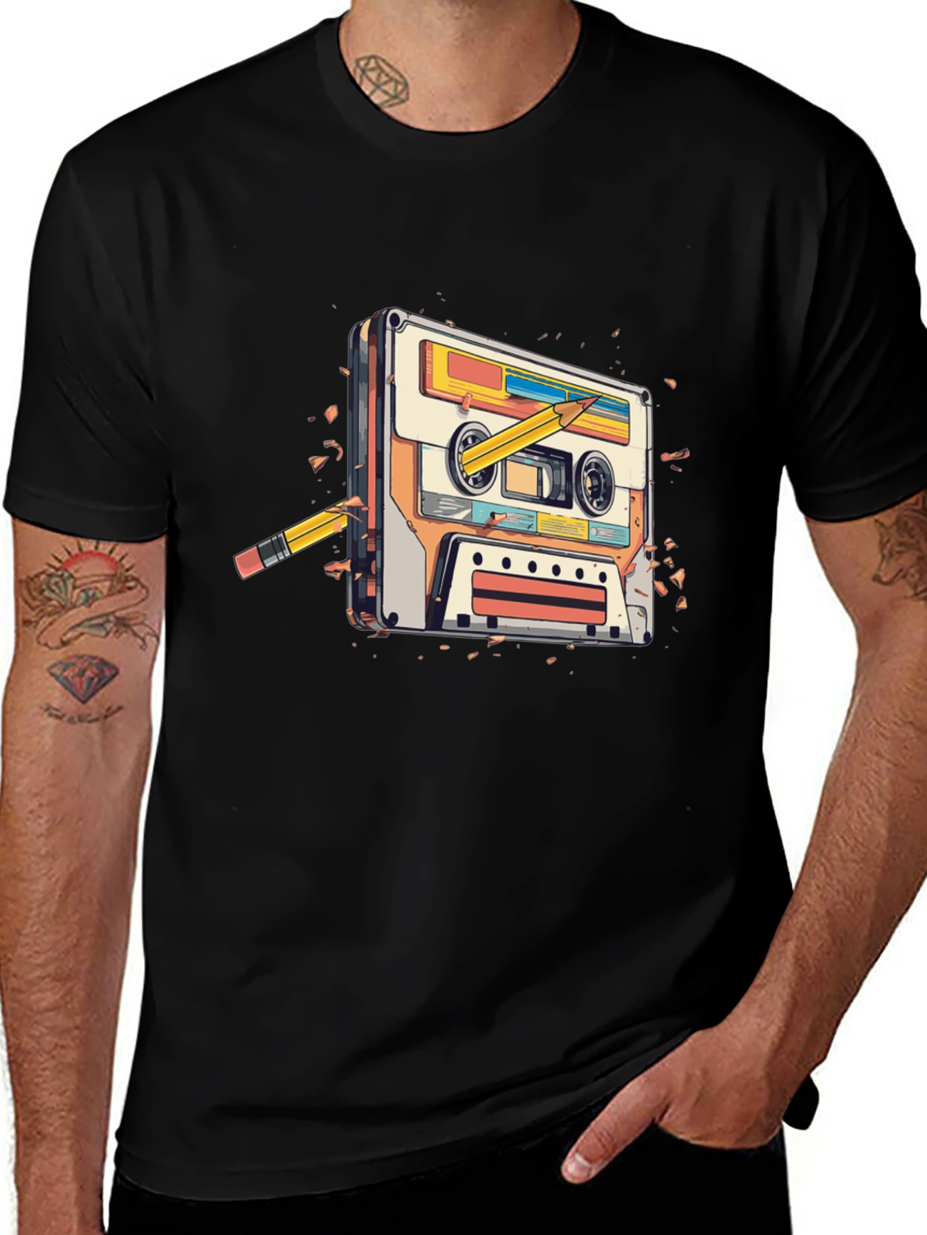 Variant 7 of Retro Cassette Tape Graphic Tee - Classic Cool!