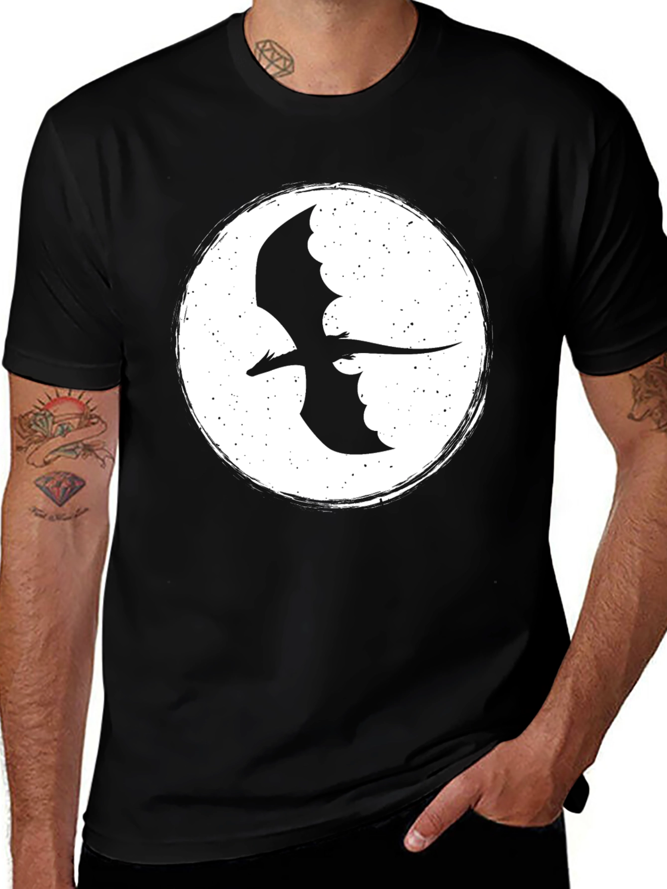 Variant 19 of Dragon Silhouette Graphic Tee - Black