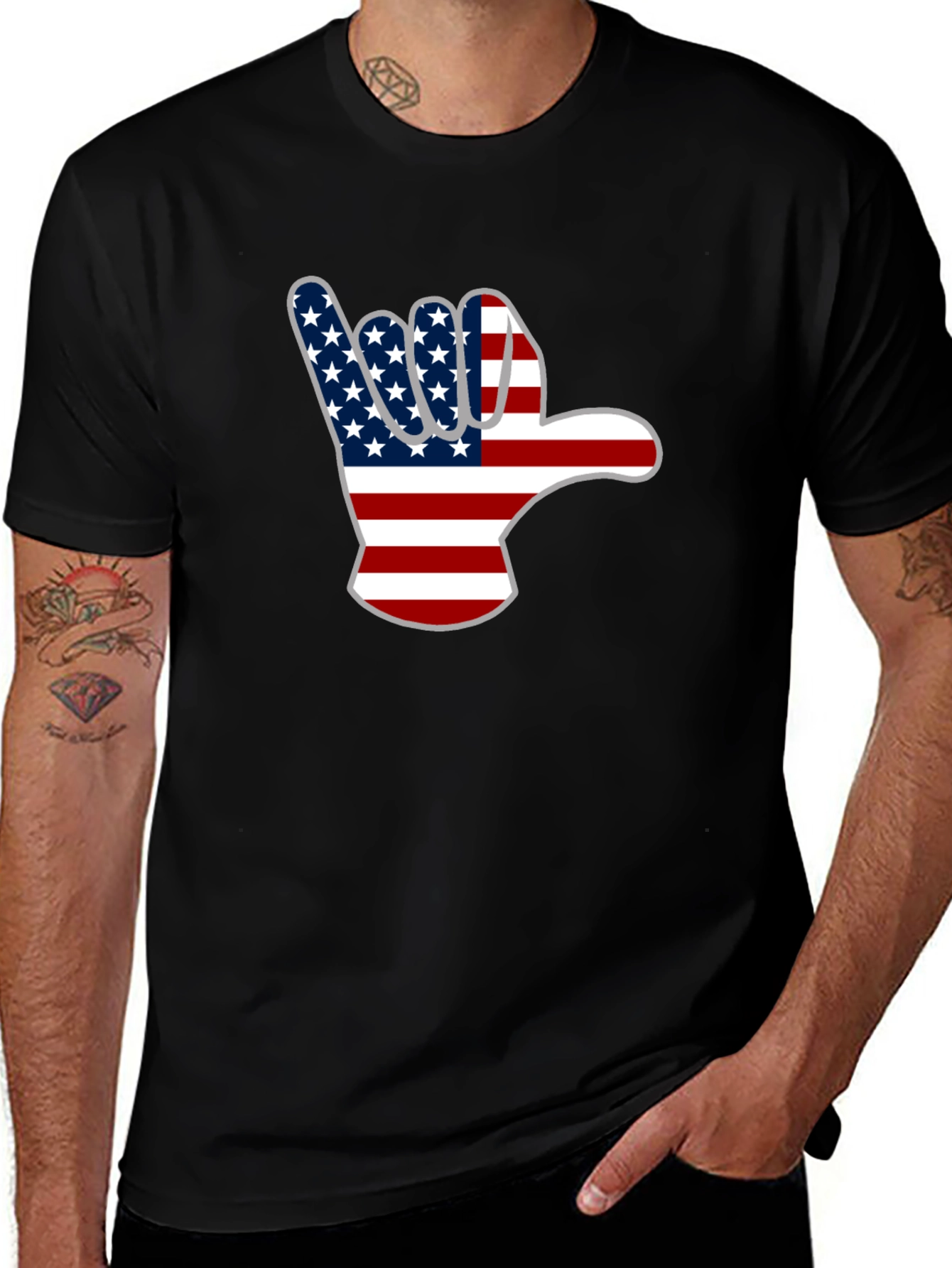 Variant 3 of USA Flag Shaka Hand T-Shirt