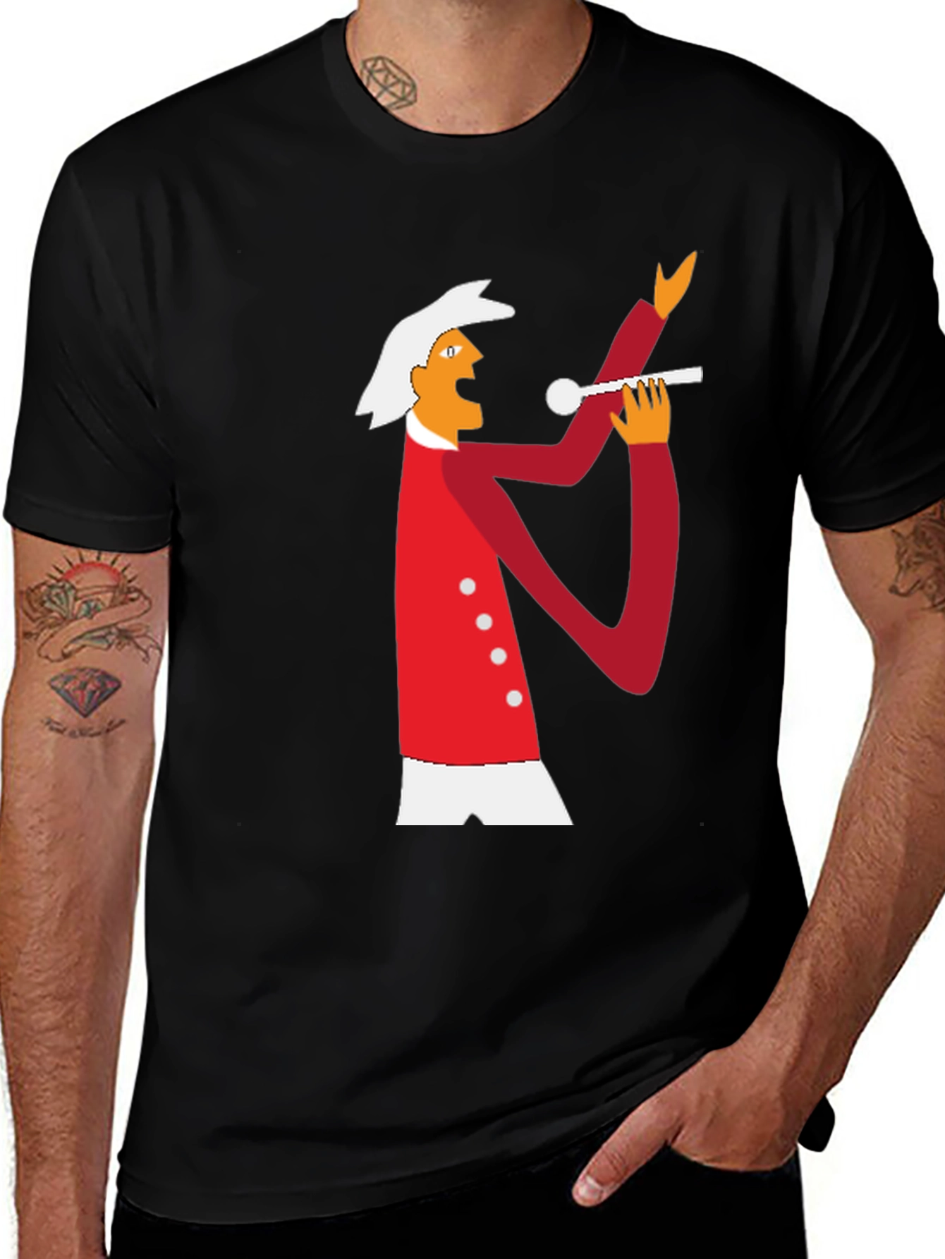 Variant 5 of Opera Singer Graphic Tee - Black Cotton Blend Shirt