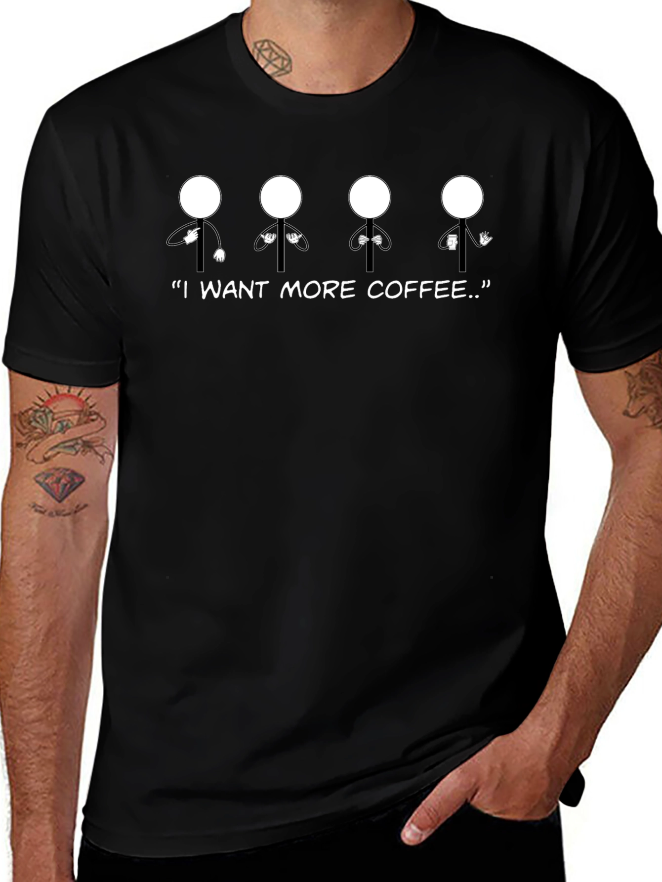 Variant 20 of I Want More Coffee T-Shirt - Funny Stick Figures