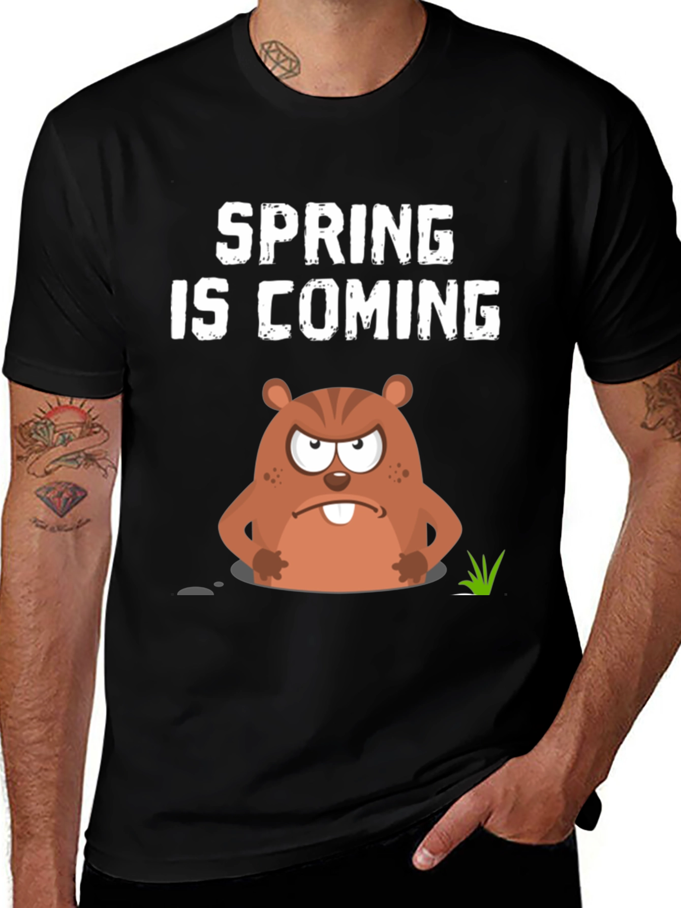 Variant 2 of Spring is Coming Groundhog Day Graphic Tee