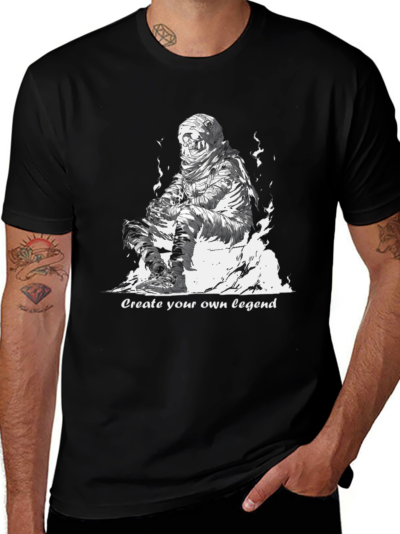Black Skull Mummy Graphic Tee - Create Your Legend main image