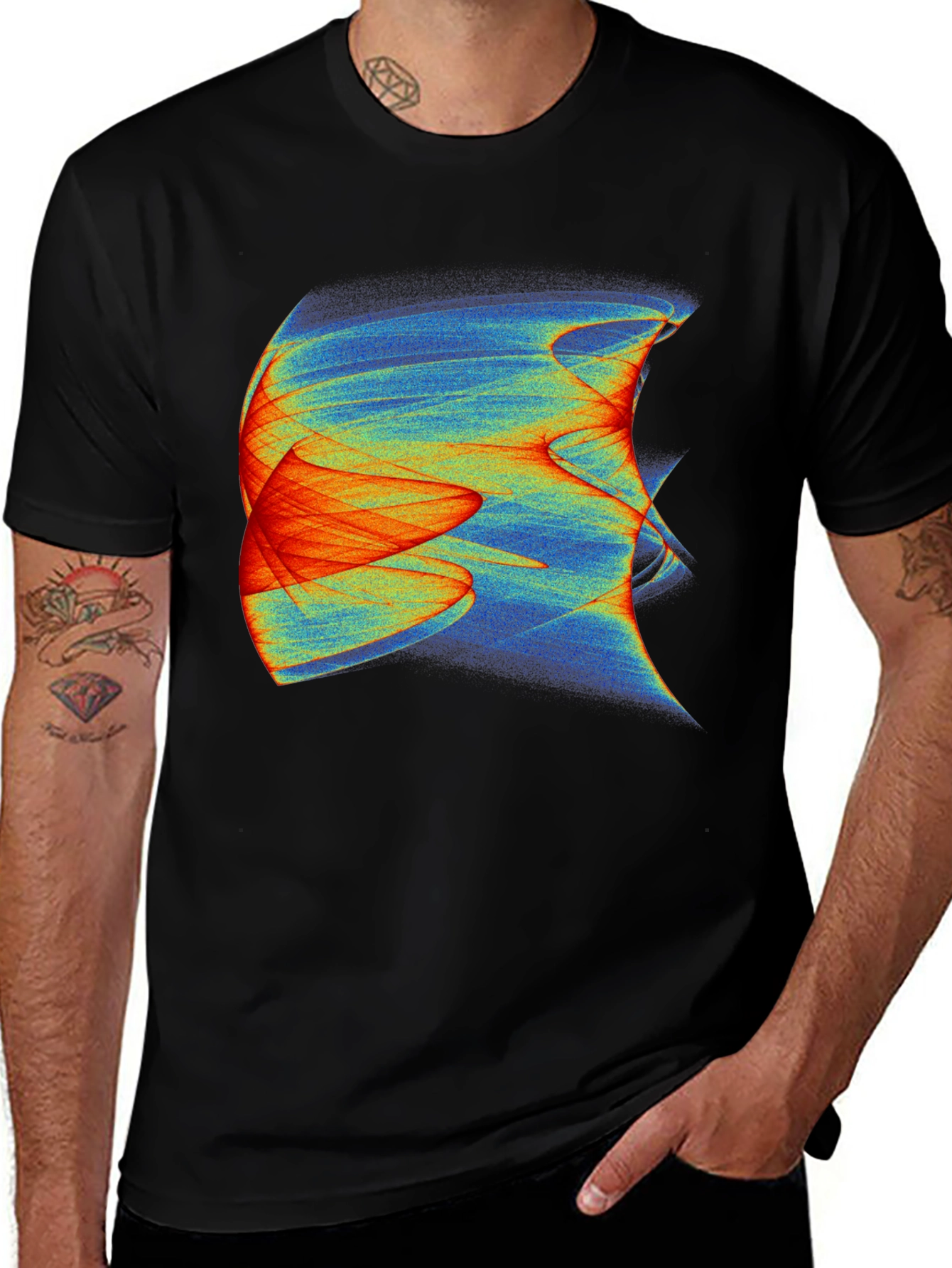 Variant 13 of Abstract Graphic Print Black T-Shirt