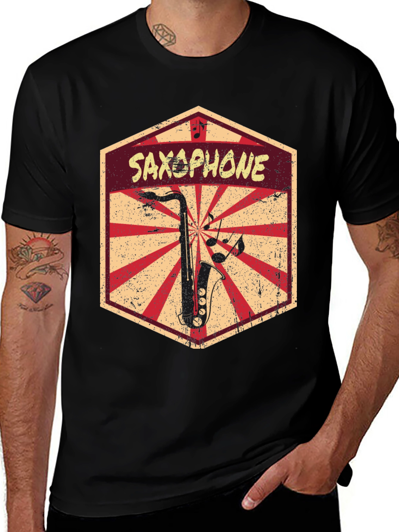 Variant 30 of Saxophone Retro Graphic T-Shirt - Music Lover Tee
