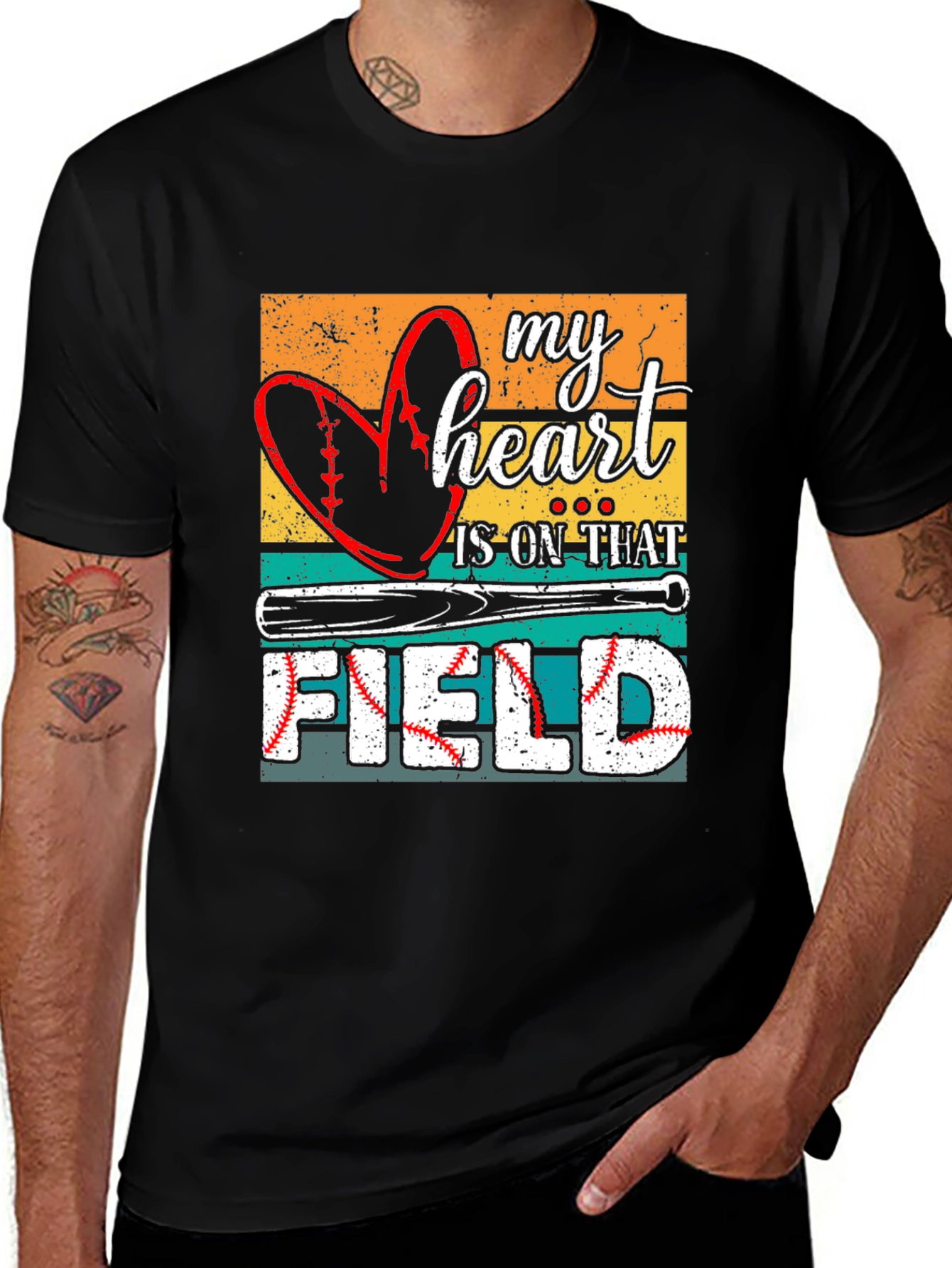 Variant 27 of My Heart Is On That Field Baseball T-Shirt