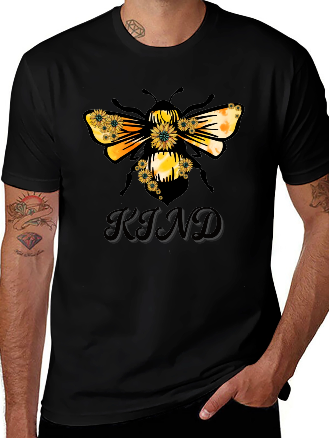 Variant 28 of Kind Bee Graphic Tee - Black Casual T-Shirt