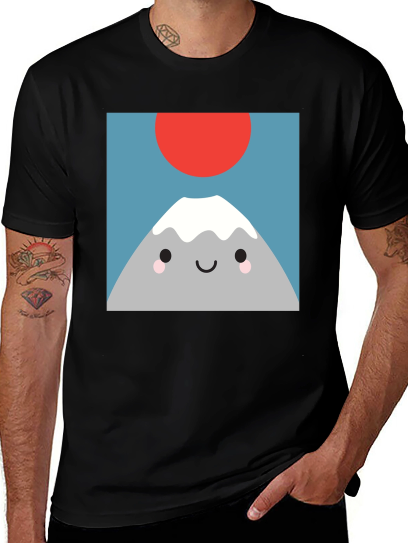 Variant 26 of Cute Mountain Graphic Tee - Soft Black T-Shirt