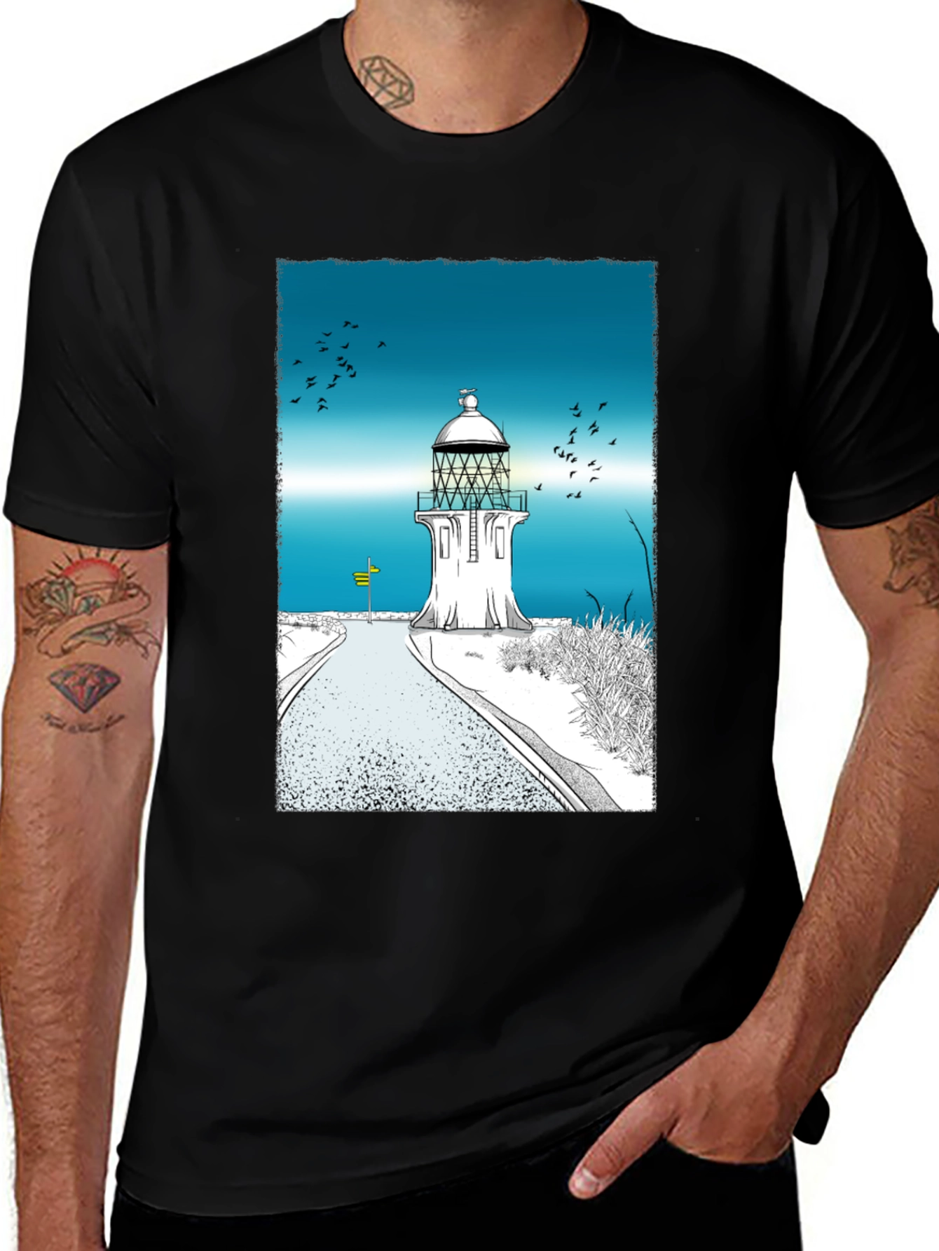 Variant 19 of Lighthouse Graphic Tee - Coastal Style Shirt