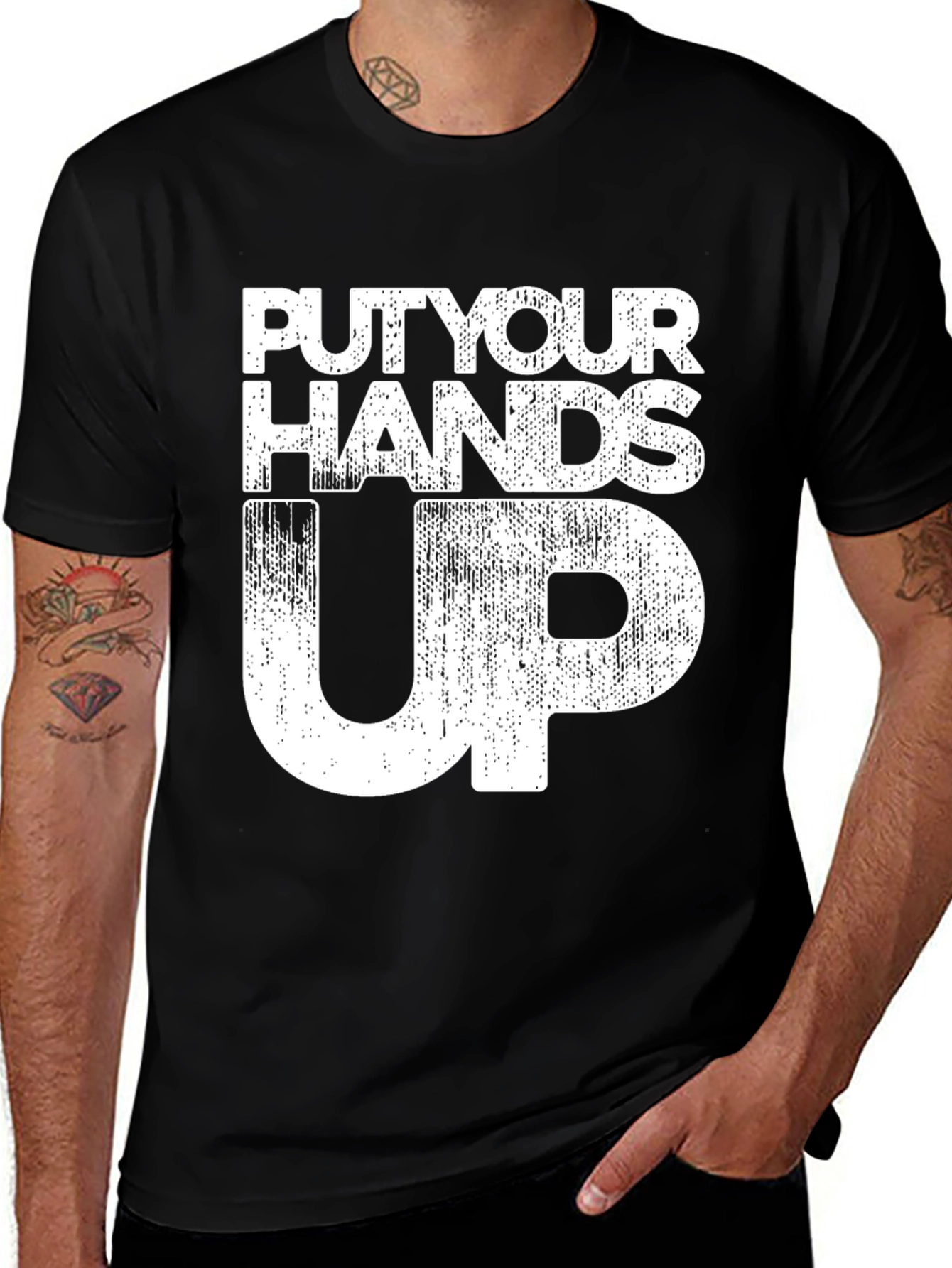 Variant 5 of Put Your Hands Up Graphic Tee - Black