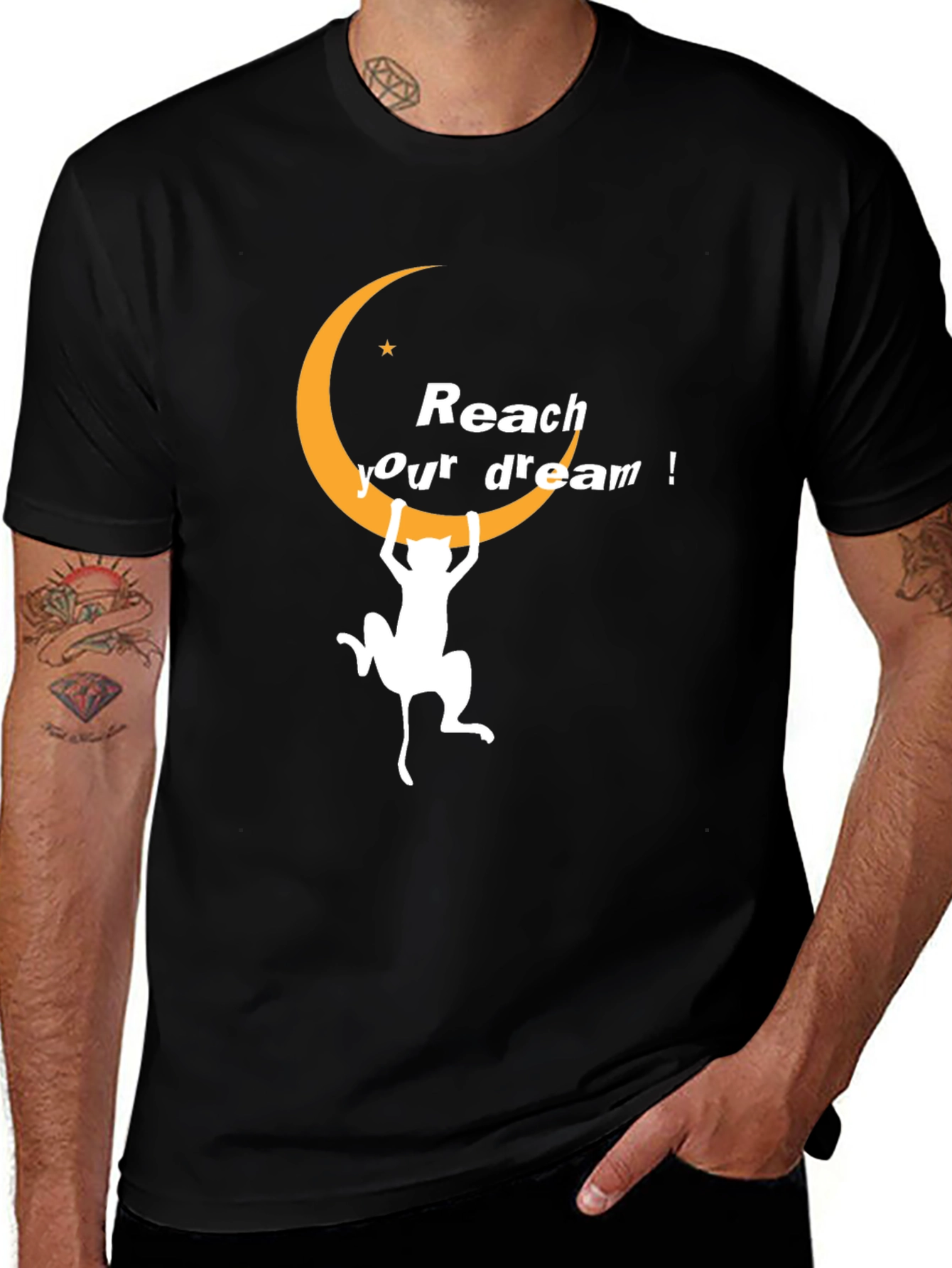 Variant 27 of Reach Your Dreams T-Shirt - Men's Black Graphic Tee