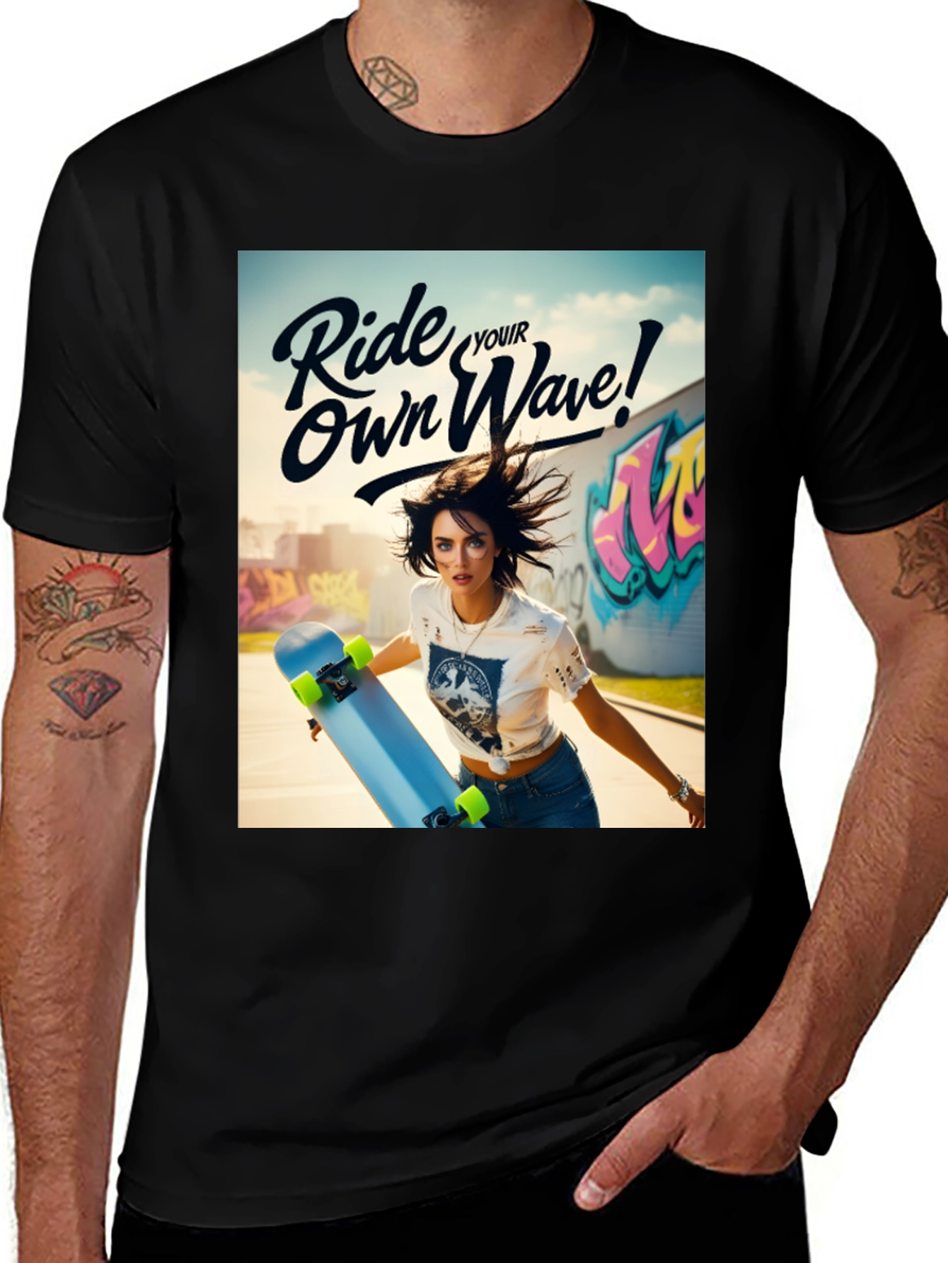 Variant 8 of Ride Your Own Wave Black Graphic Tee