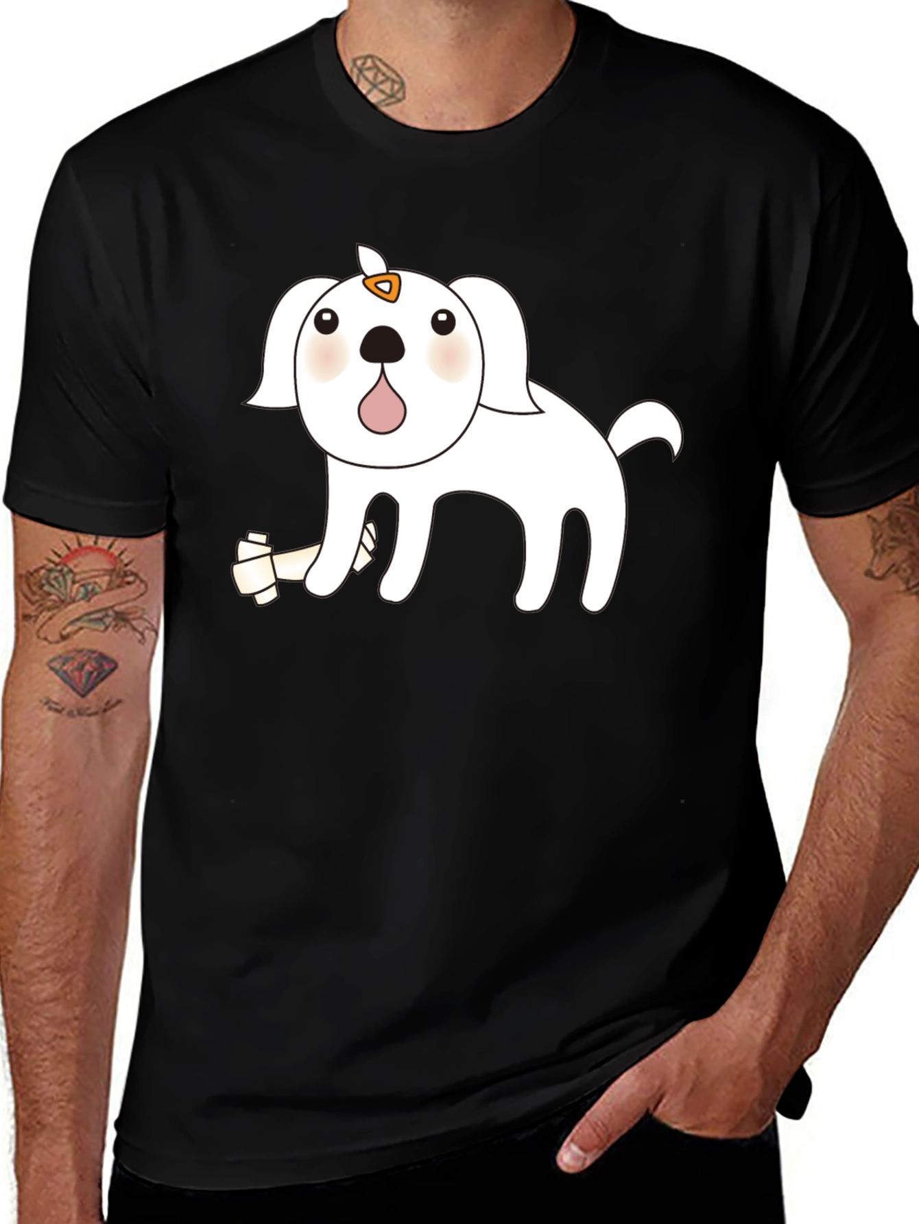 Variant 20 of Cute Cartoon Dog Black T-Shirt