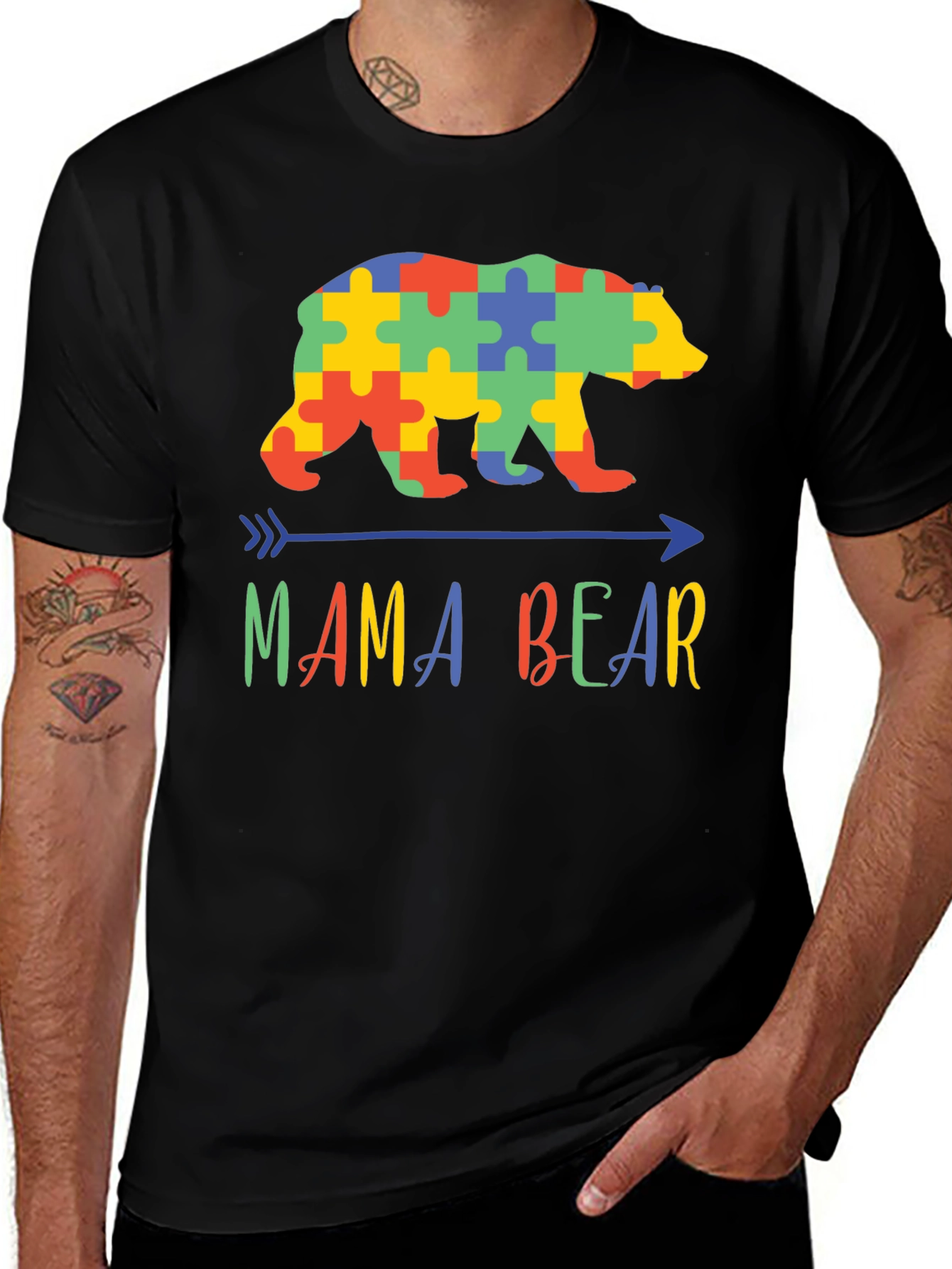 Variant 28 of Mama Bear Autism Awareness Puzzle T-Shirt