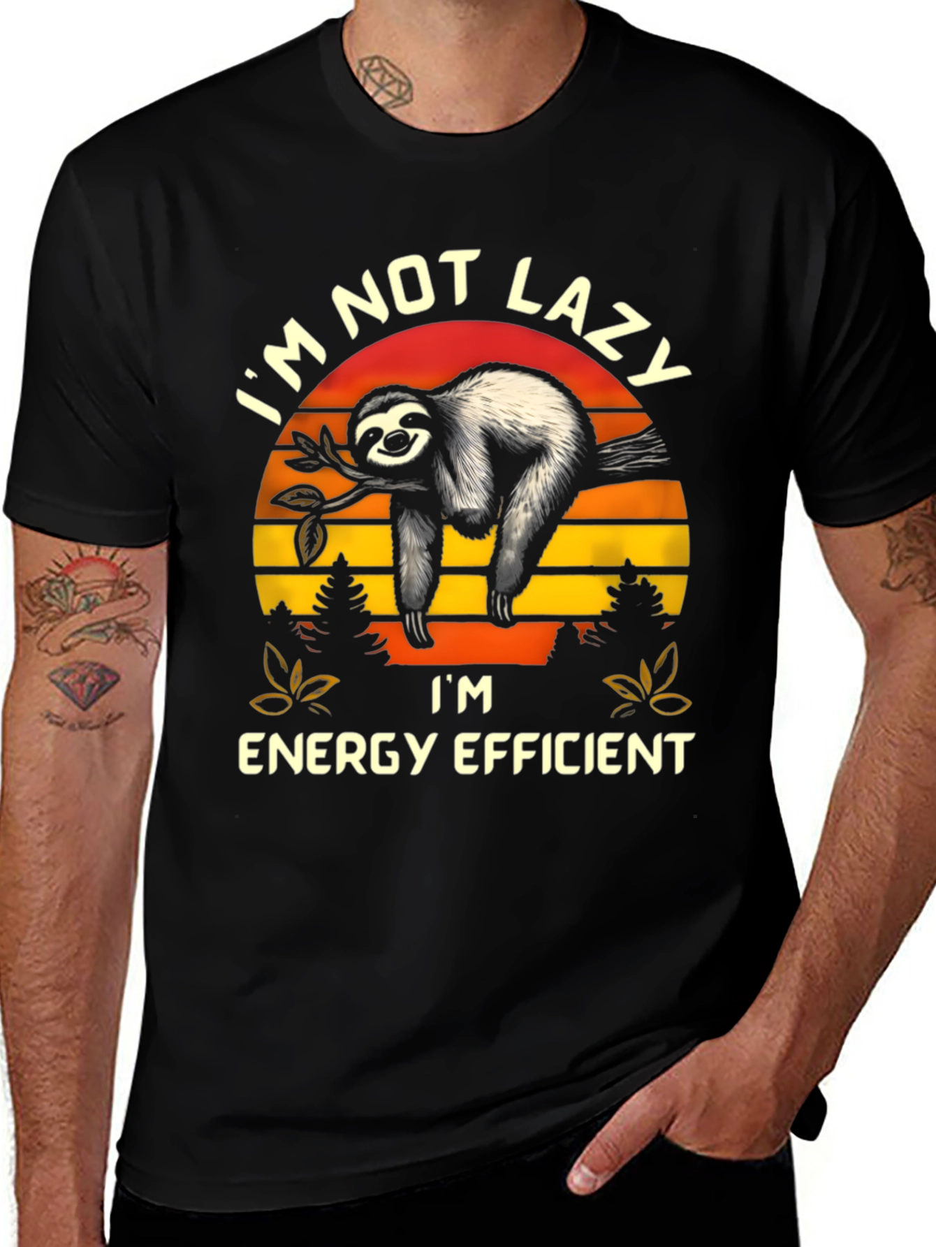 Variant 17 of I'm Not Lazy Energy Efficient Sloth Graphic T-Shirt