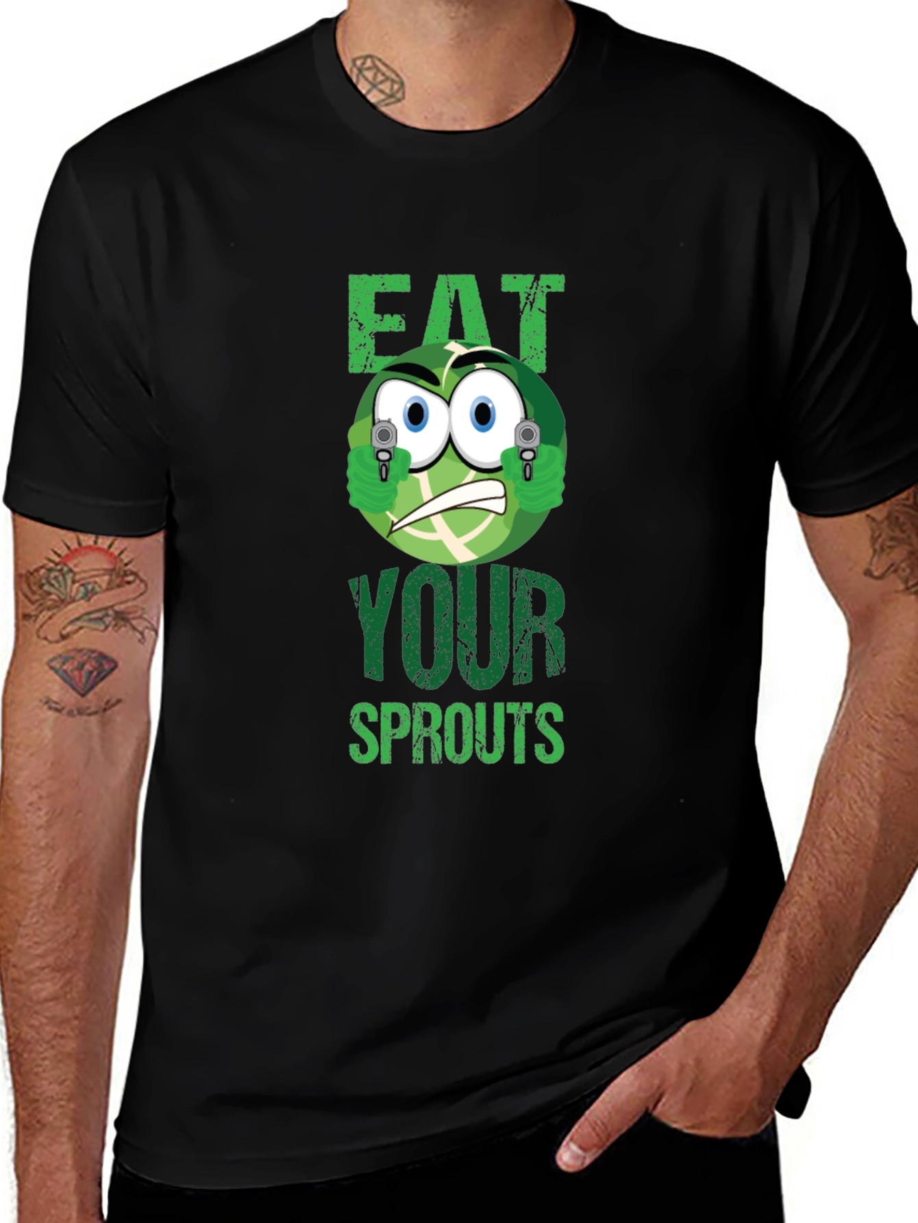 Variant 29 of Eat Your Sprouts Graphic T-Shirt - Funny Food Pun Tee