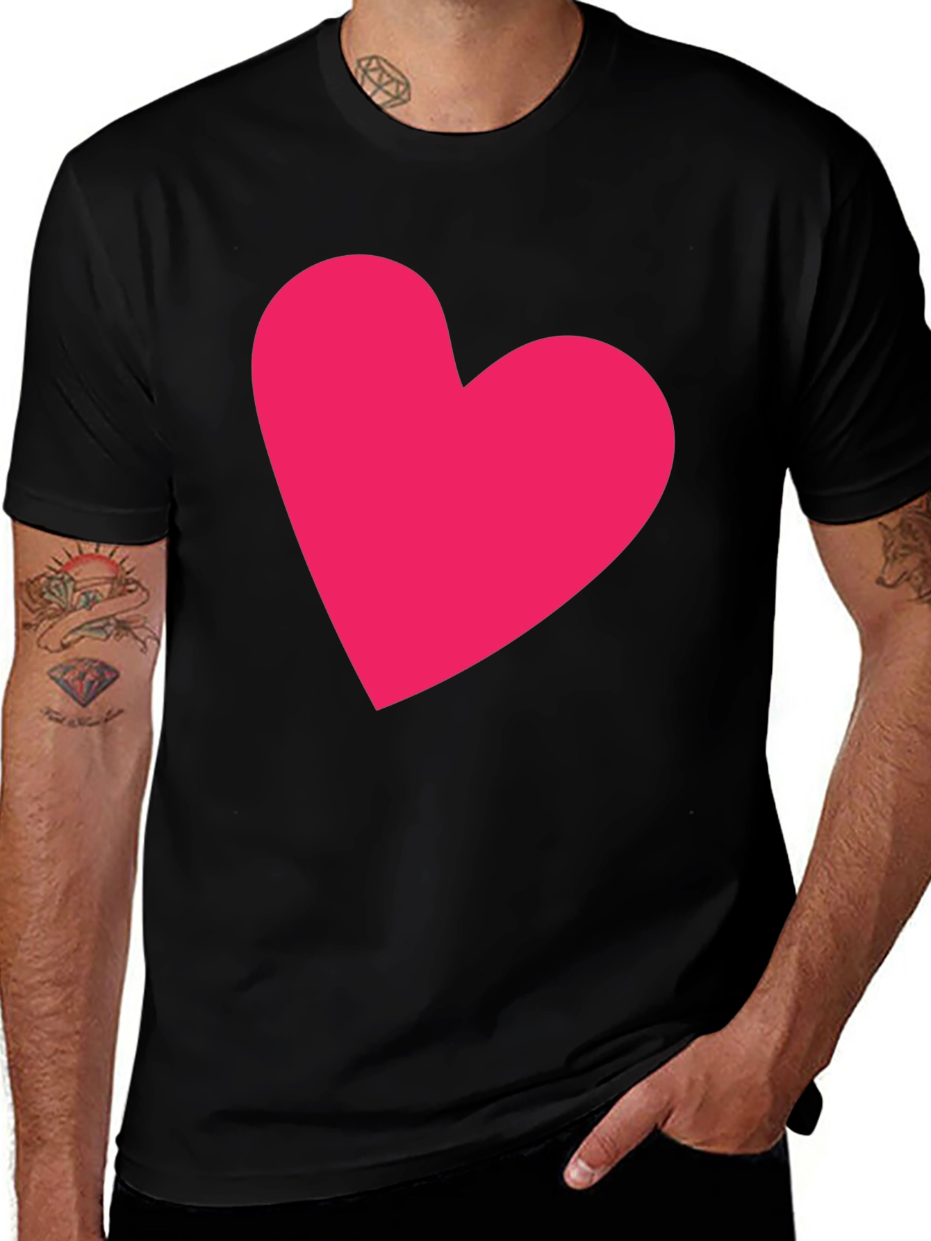 Variant 2 of Heart Graphic Tee - Casual Black Cotton T-Shirt