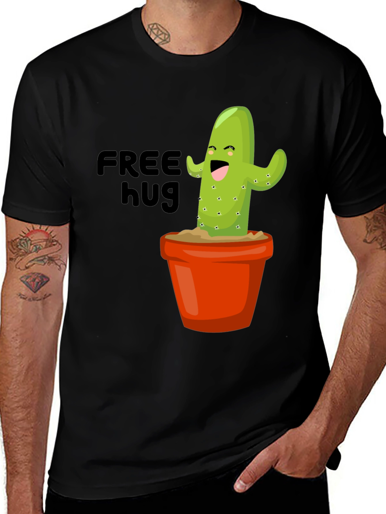 Variant 26 of Funny Cactus T-Shirt - Free Hugs Graphic Tee