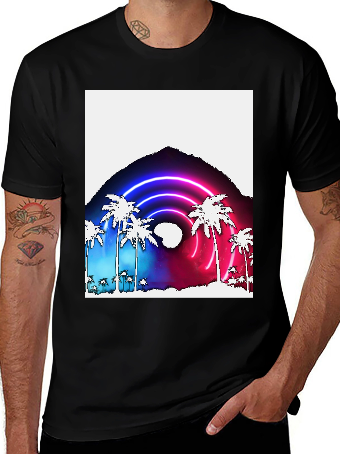Variant 6 of Neon Palm Tree Graphic Tee