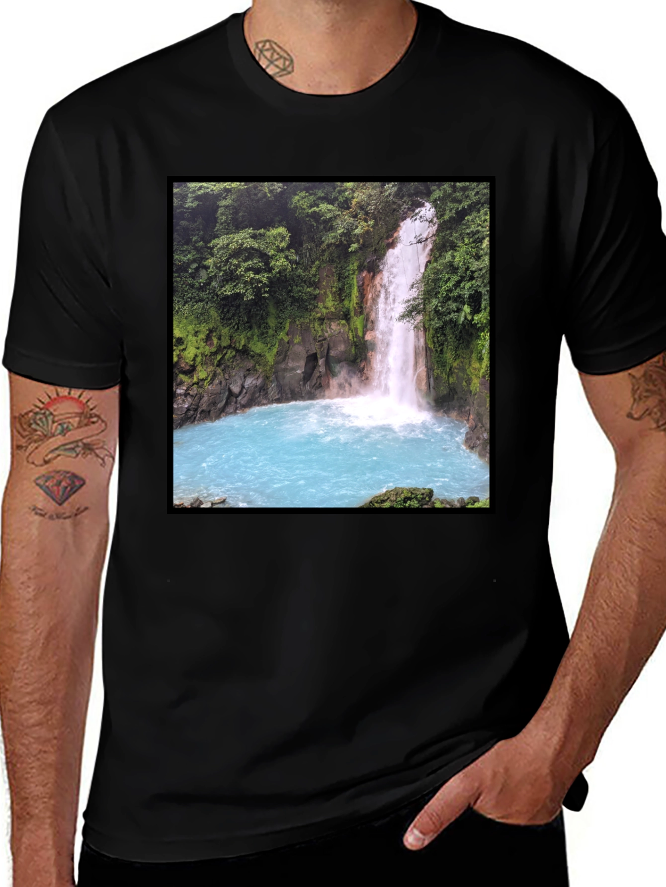 Variant 30 of Waterfall Print Black T-Shirt