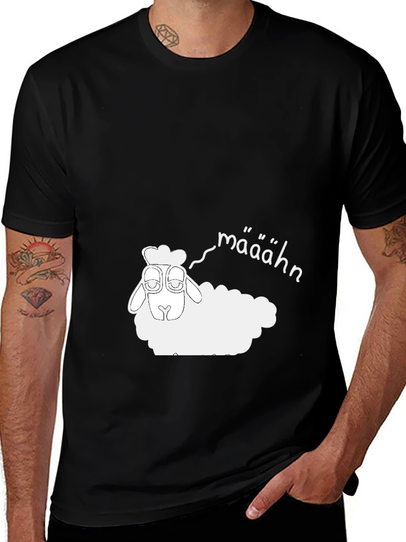 Funny Sheep "Määähn" Black T-Shirt