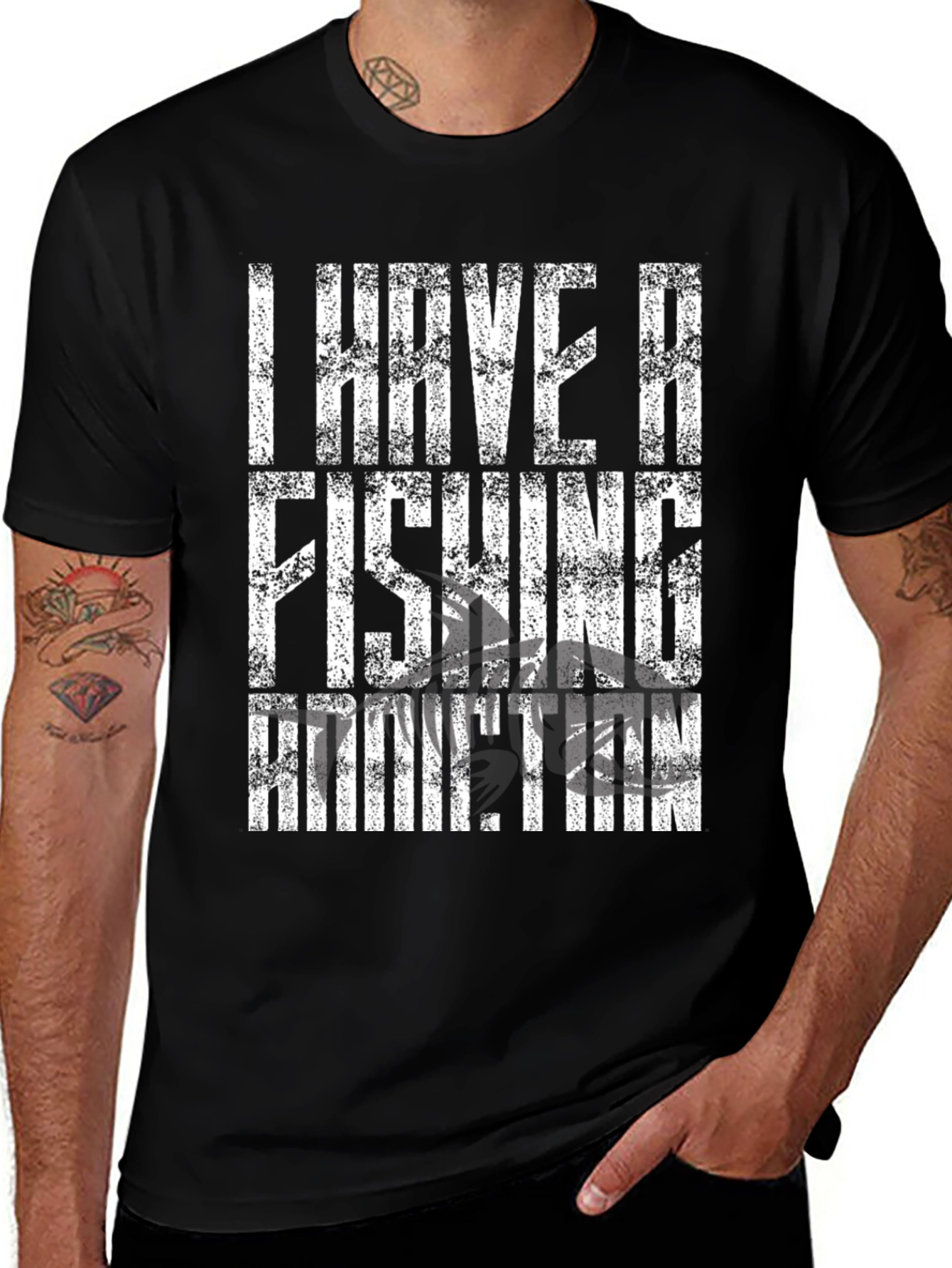 Variant 10 of Fishing Addict T-Shirt - Black