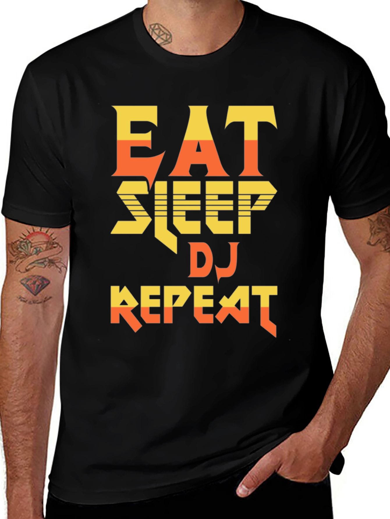 Variant 27 of Eat Sleep DJ Repeat Black Graphic Tee