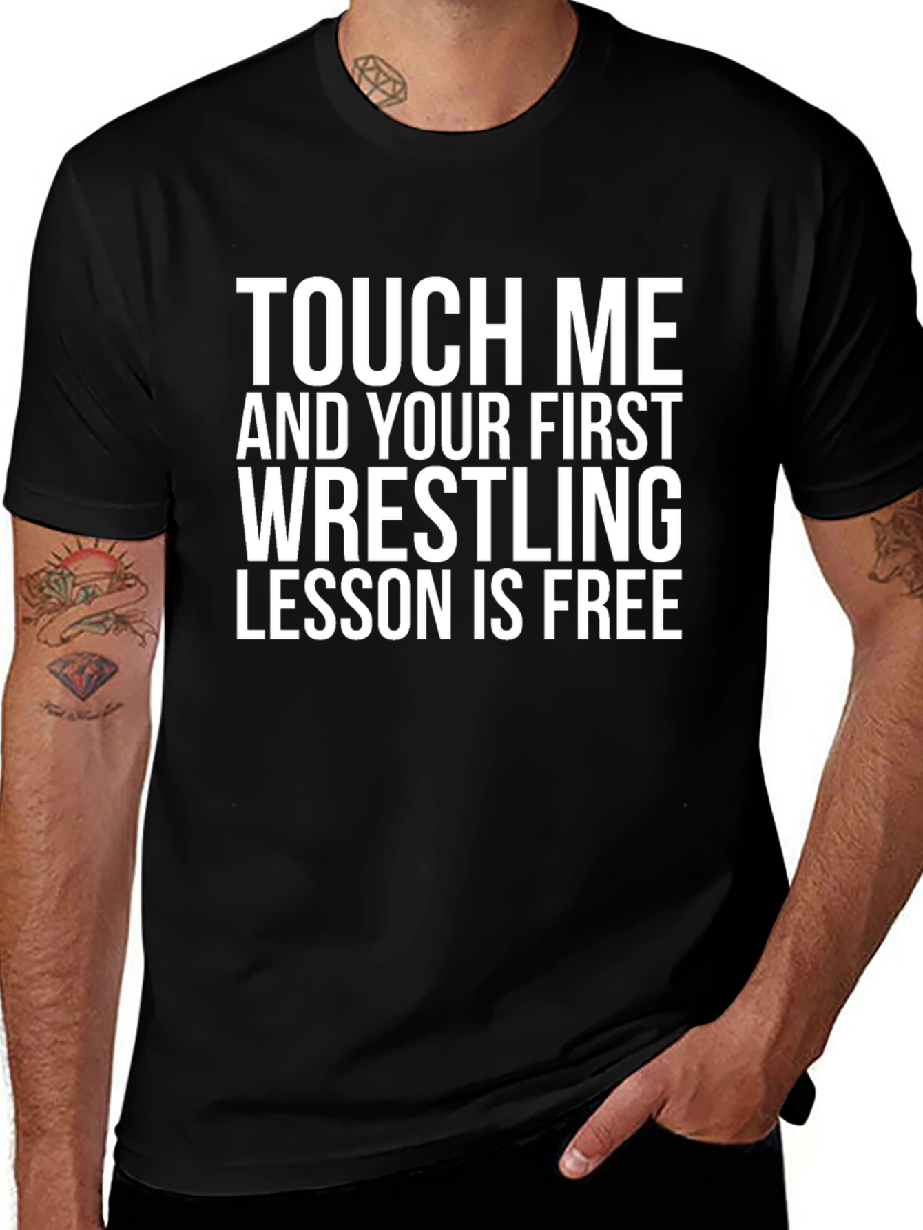 Variant 2 of Touch Me Wrestling Lesson Funny T-Shirt