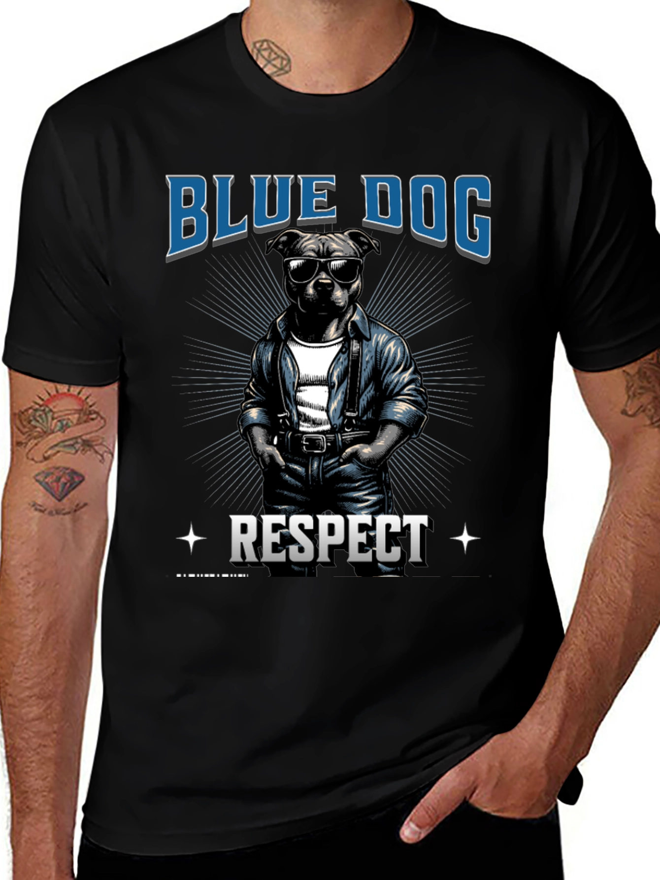 Variant 10 of Blue Dog Respect Graphic T-Shirt