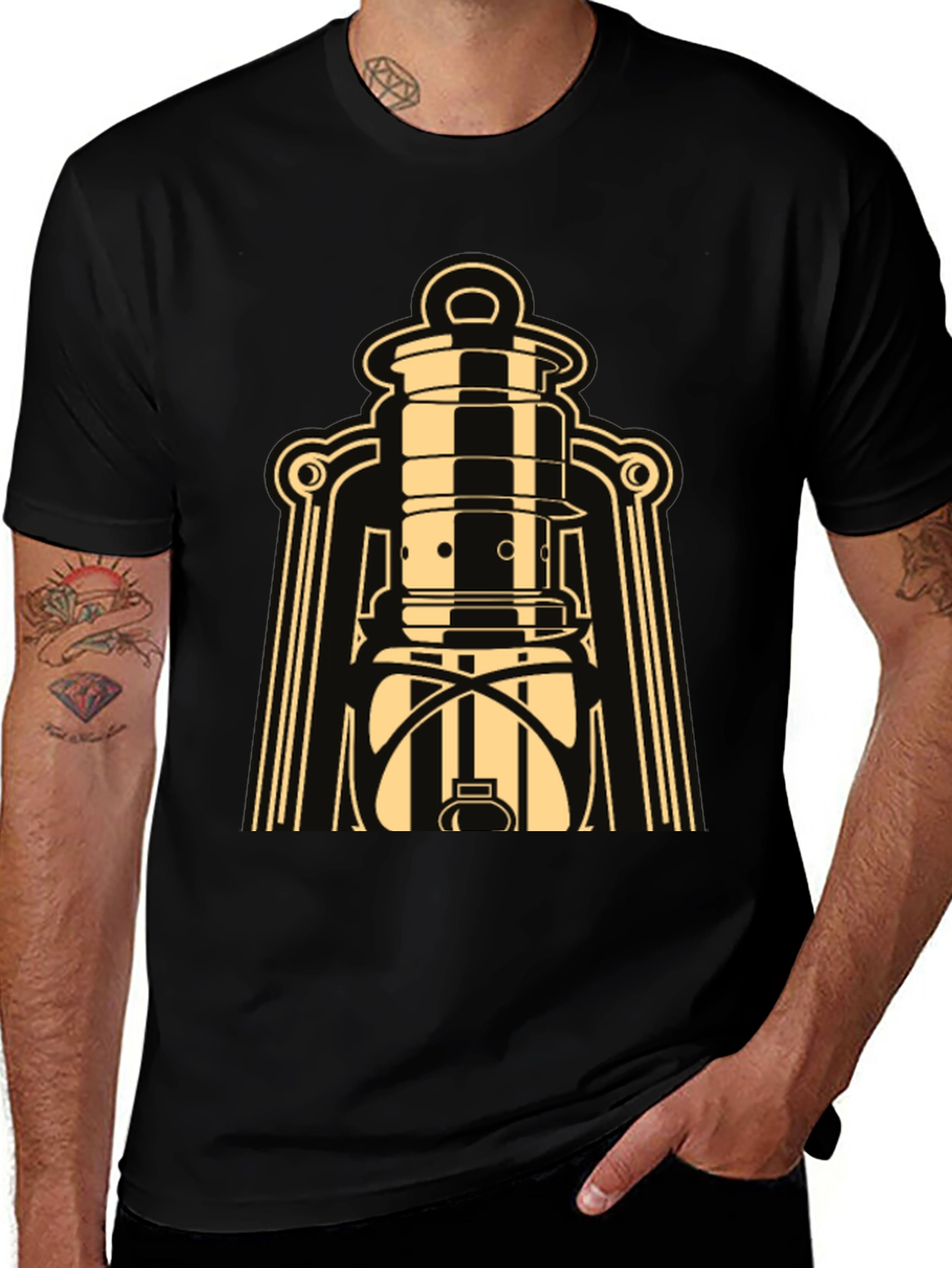 Variant 19 of Vintage Lantern Graphic Tee - Retro Style