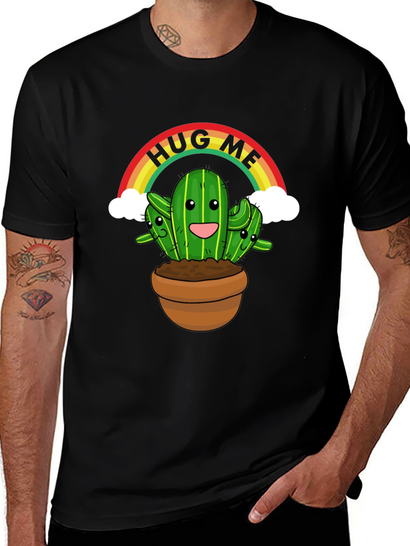 Hug Me Cactus T-Shirt - Cute Graphic Tee