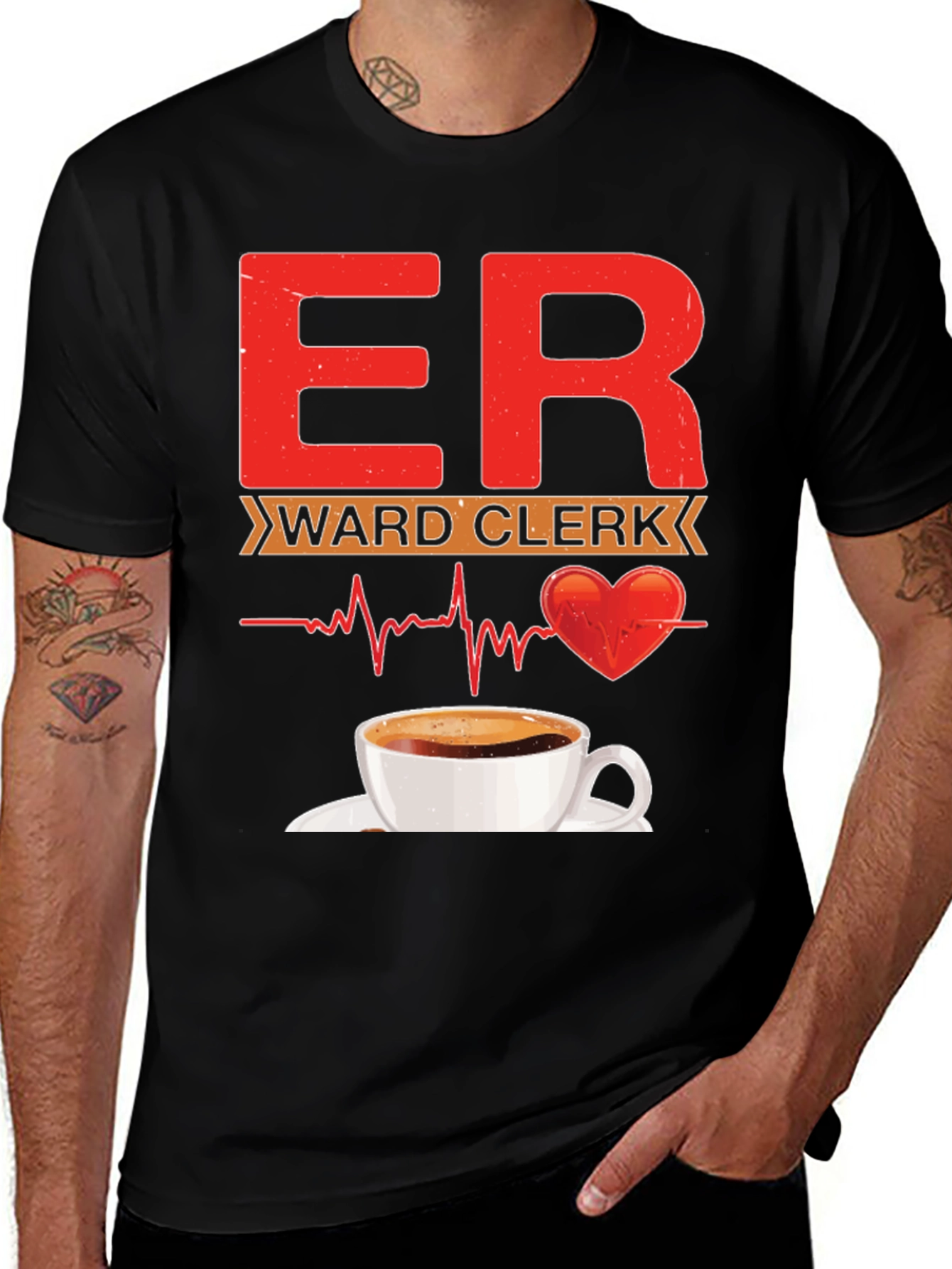ER Ward Clerk Coffee Heartbeat T-Shirt
