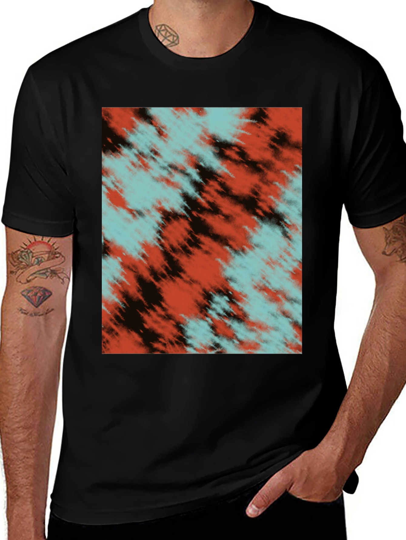 Variant 7 of Abstract Tie-Dye Graphic Black T-Shirt