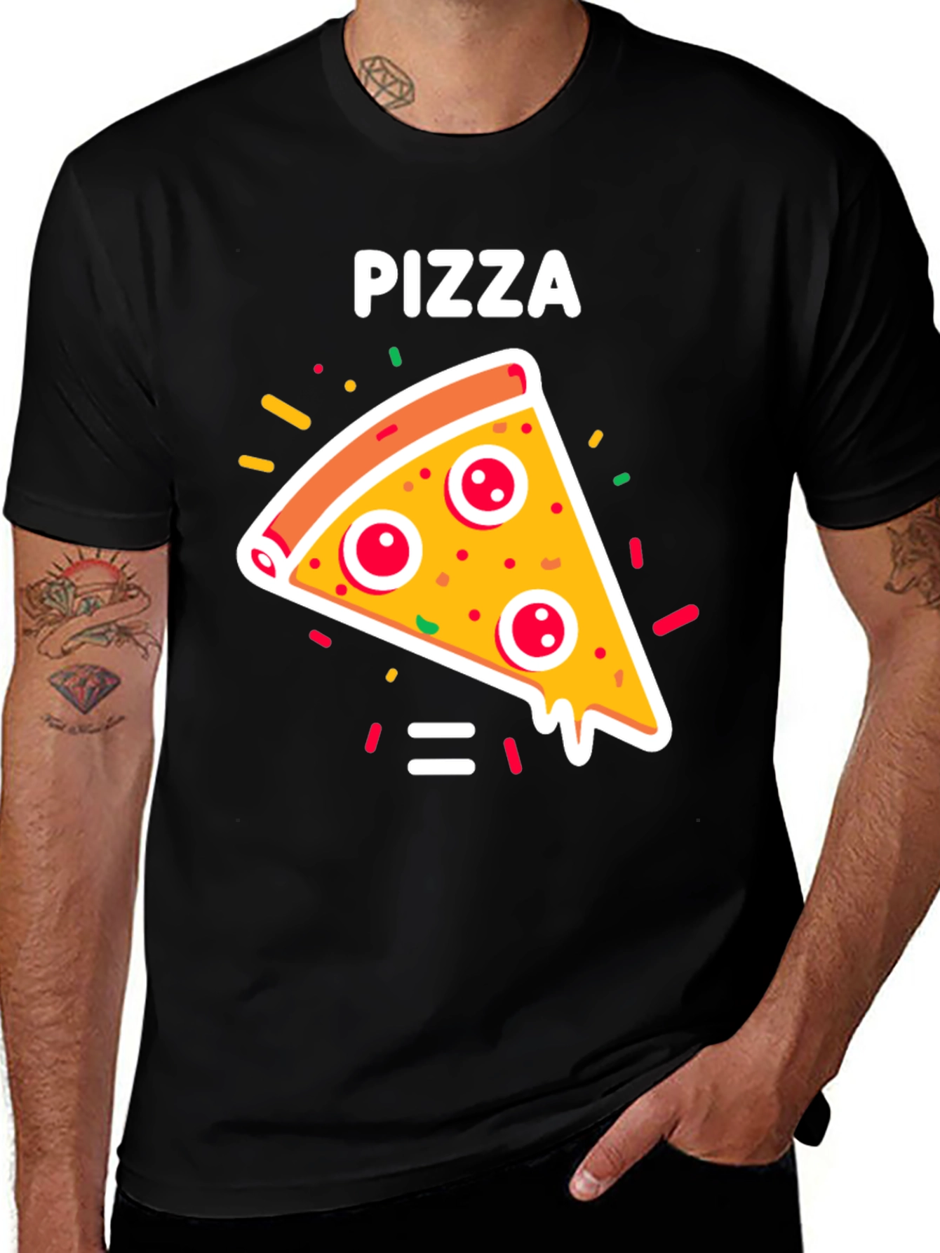 Variant 16 of Pizza Slice Graphic Tee - Unisex Black T-Shirt