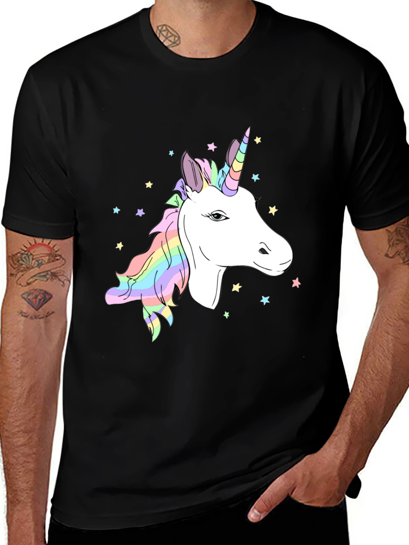 Variant 7 of Unicorn Graphic Tee - Men's Black T-Shirt