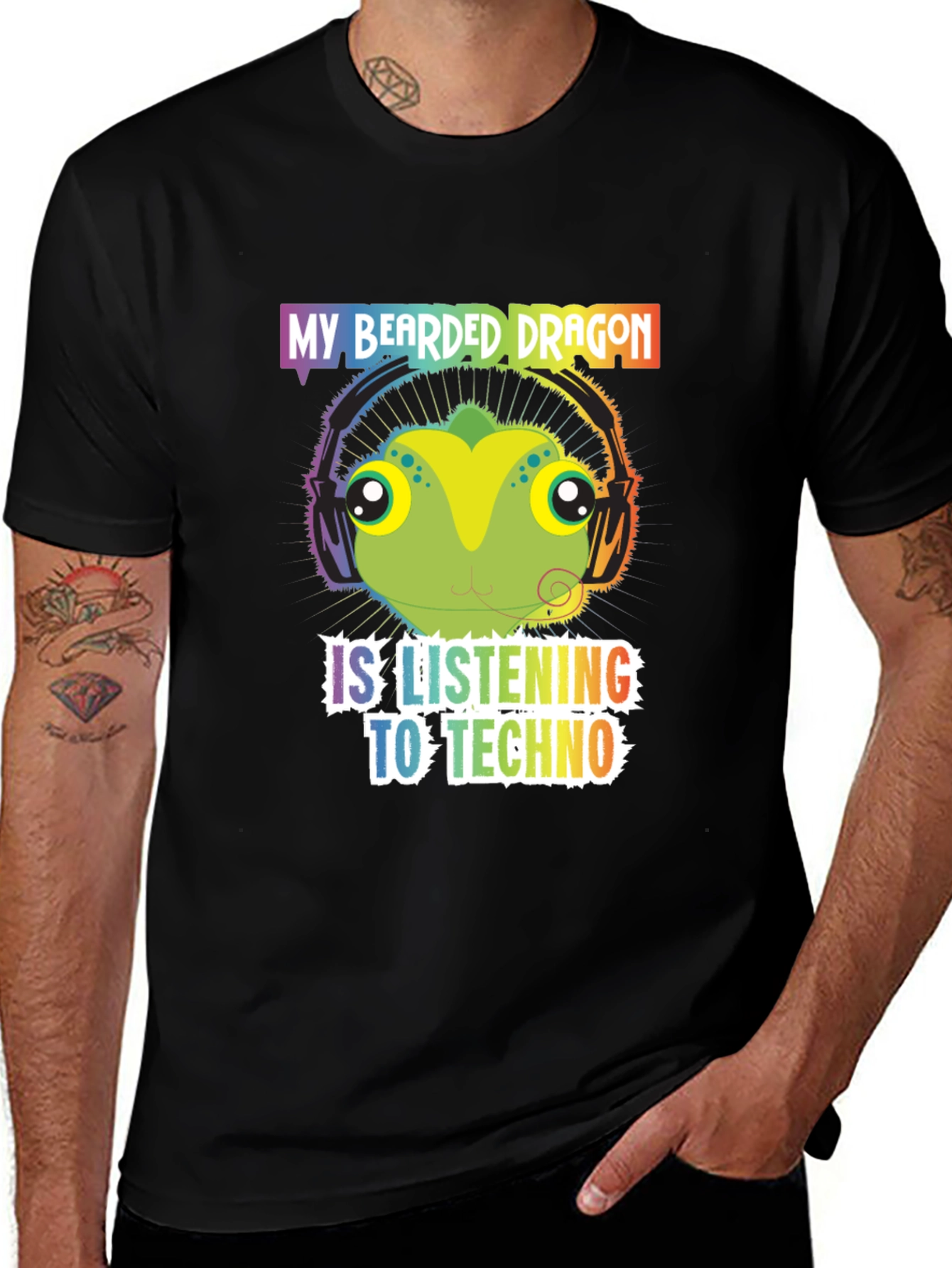 Variant 28 of Bearded Dragon Techno Music T-Shirt