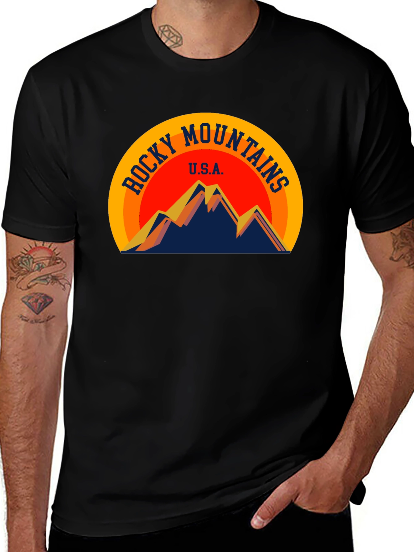 Variant 5 of Rocky Mountains USA Graphic Tee - Black