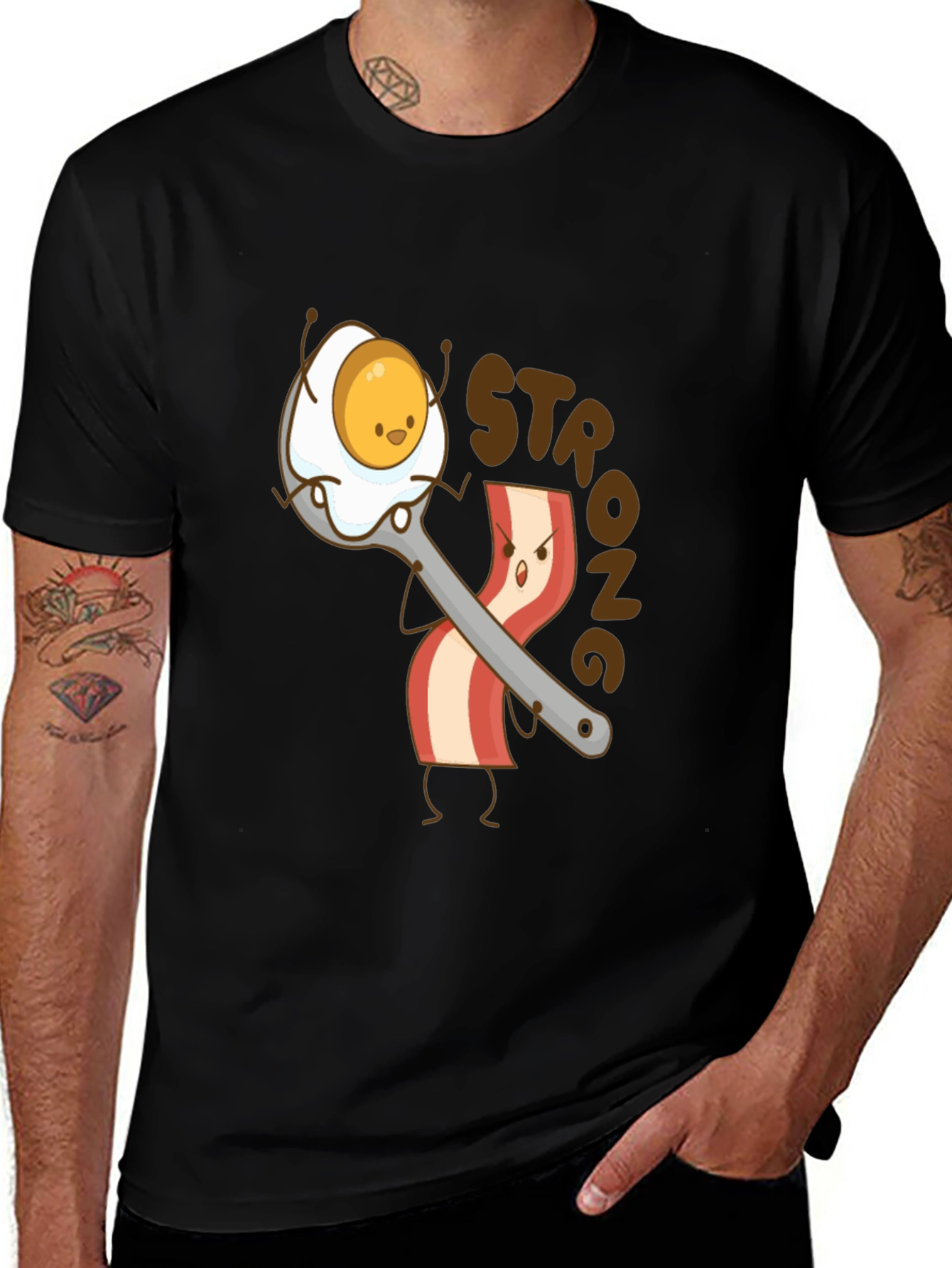 Variant 9 of Funny Strong Egg & Bacon Graphic Tee