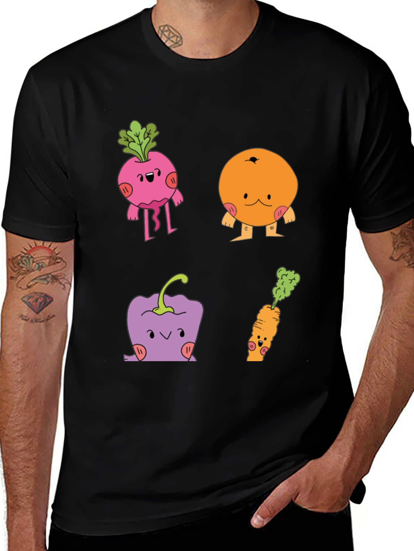 Variant 28 of Cartoon Vegetable Graphic Tee - Fun & Fresh!