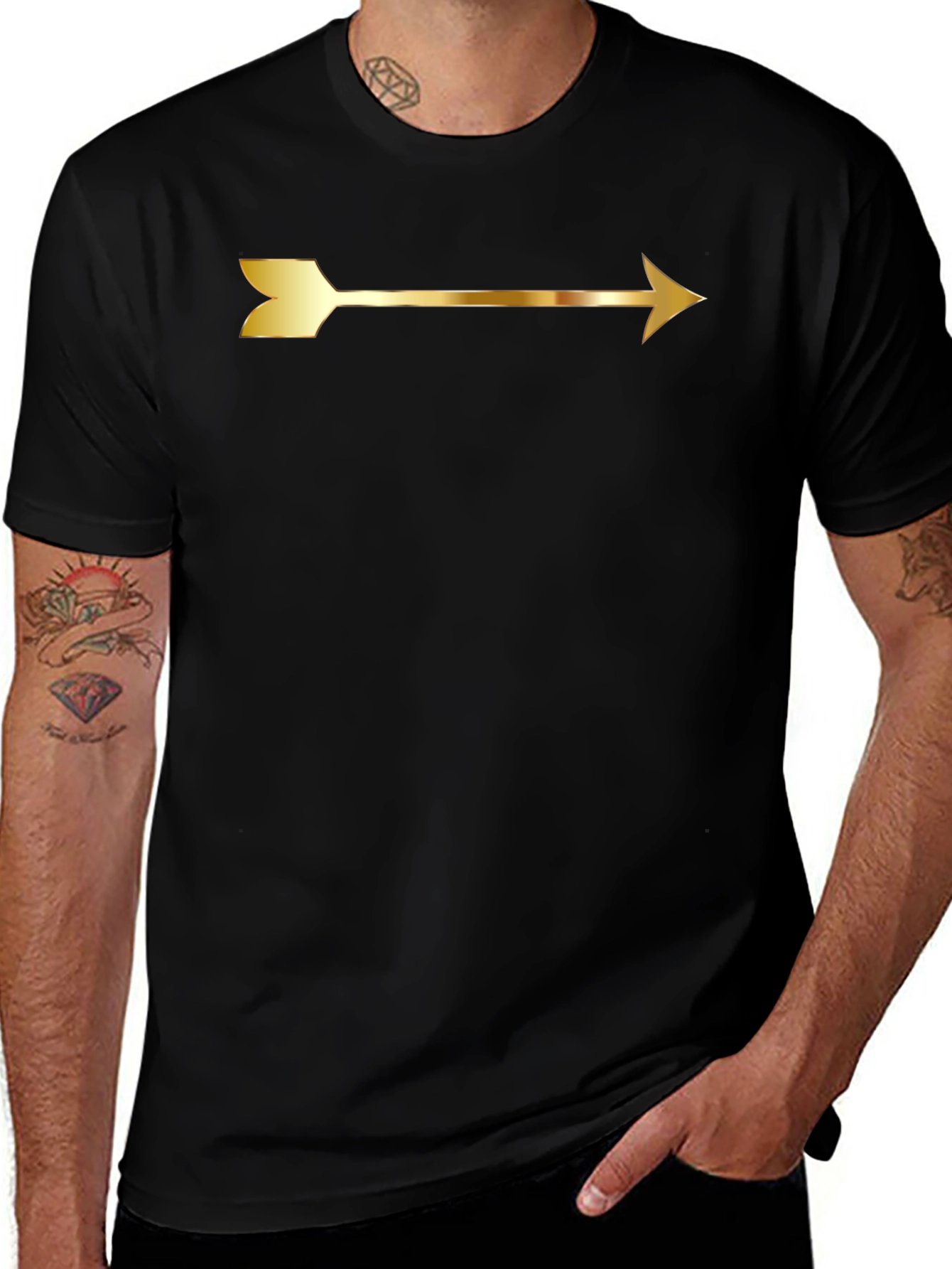 Black Gold Arrow Graphic Tee - Black Unisex T-Shirt main image