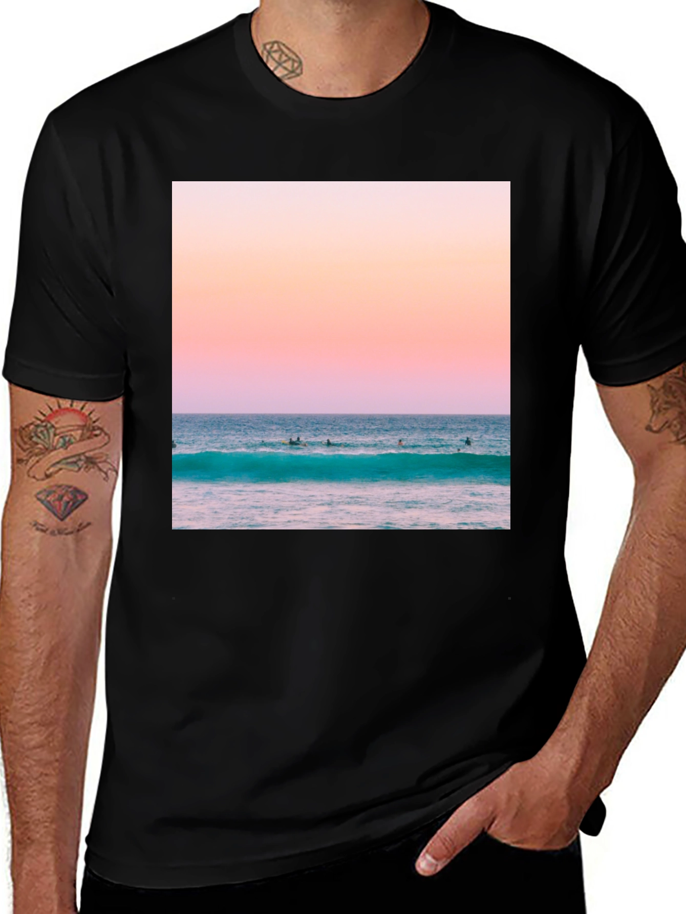Variant 18 of Sunset Ocean Wave Graphic T-Shirt