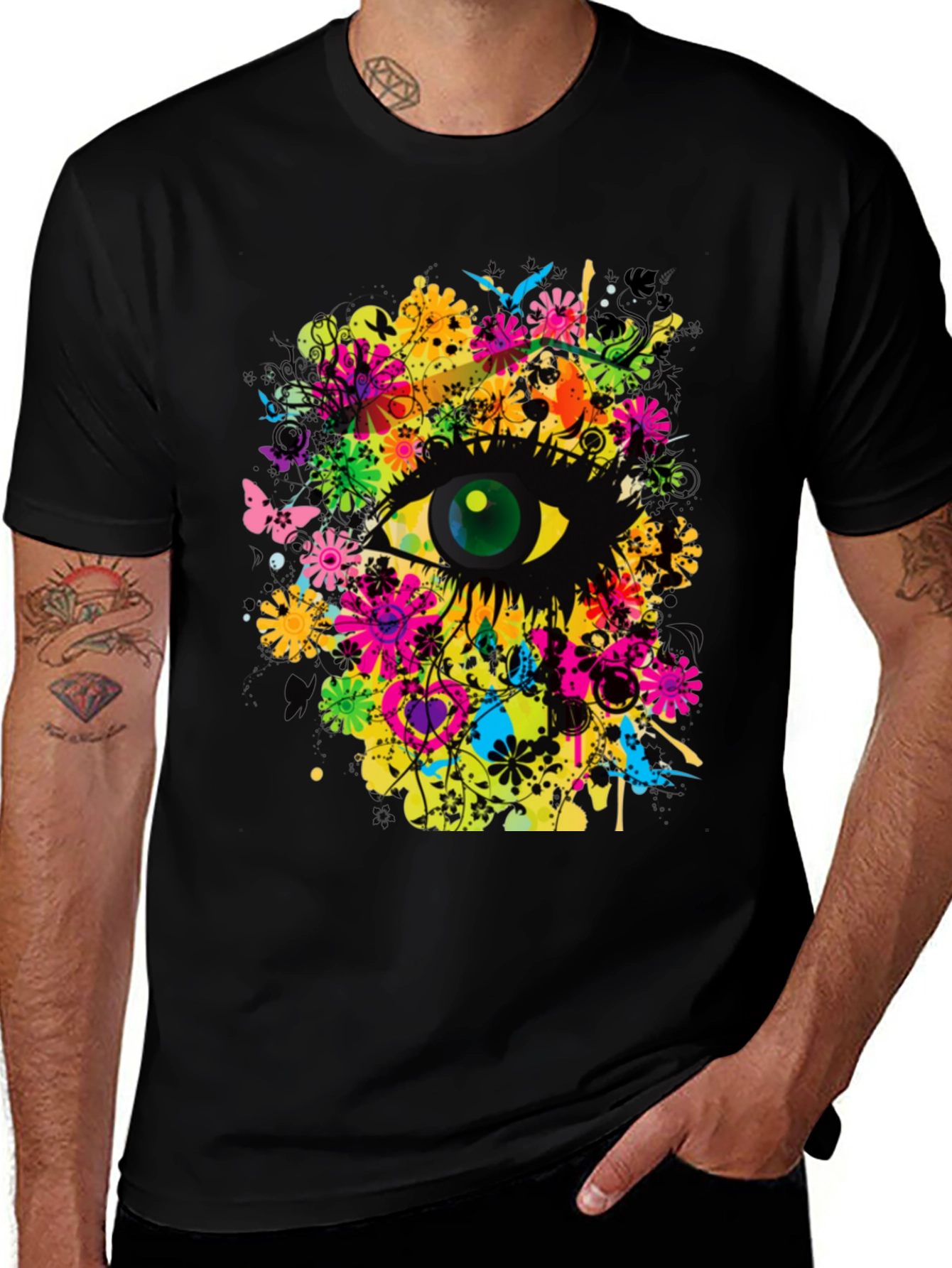 Psychedelic Eye Floral Graphic T-Shirt