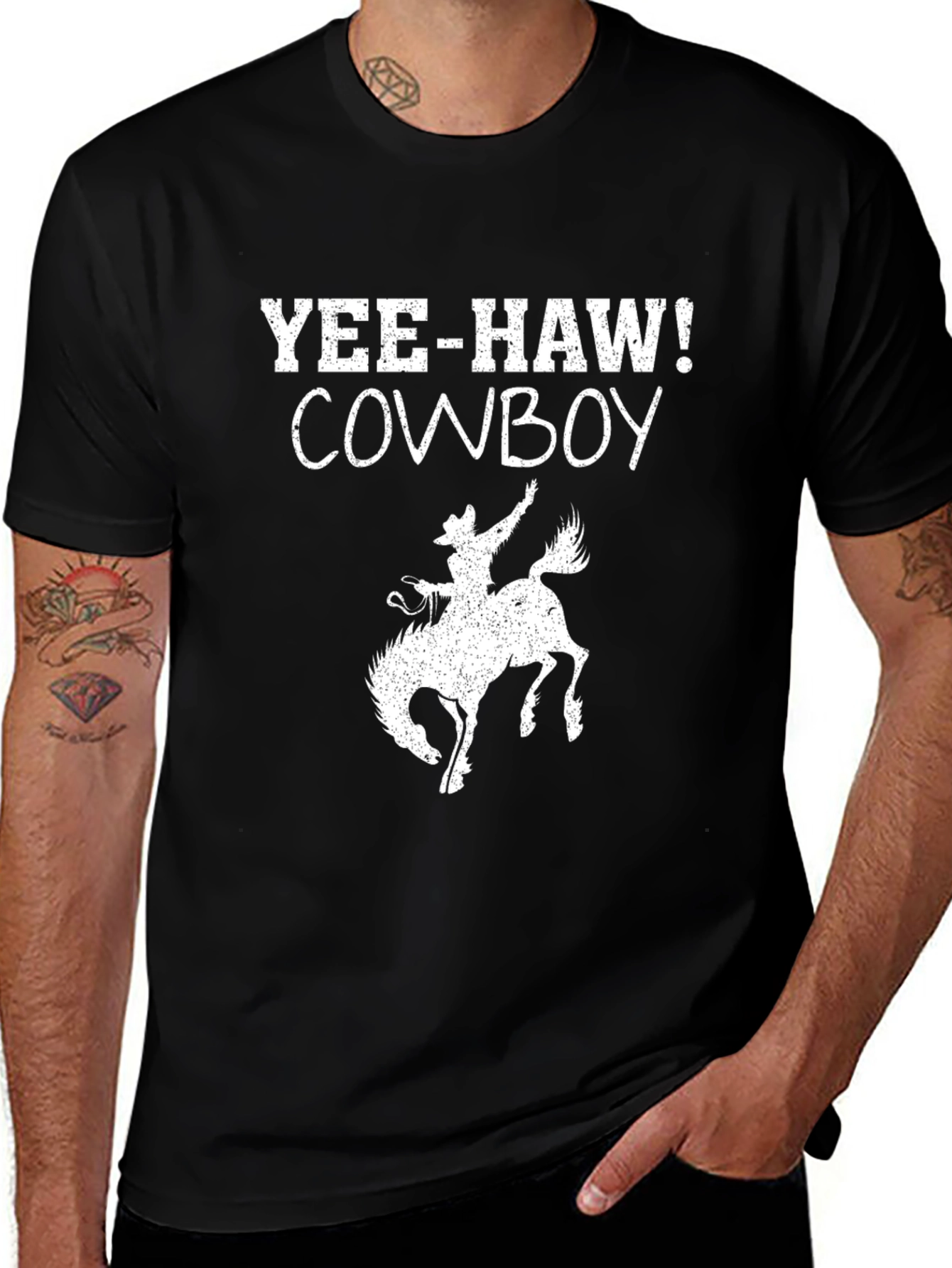 Variant 29 of Yee-Haw Cowboy Graphic T-Shirt - Black